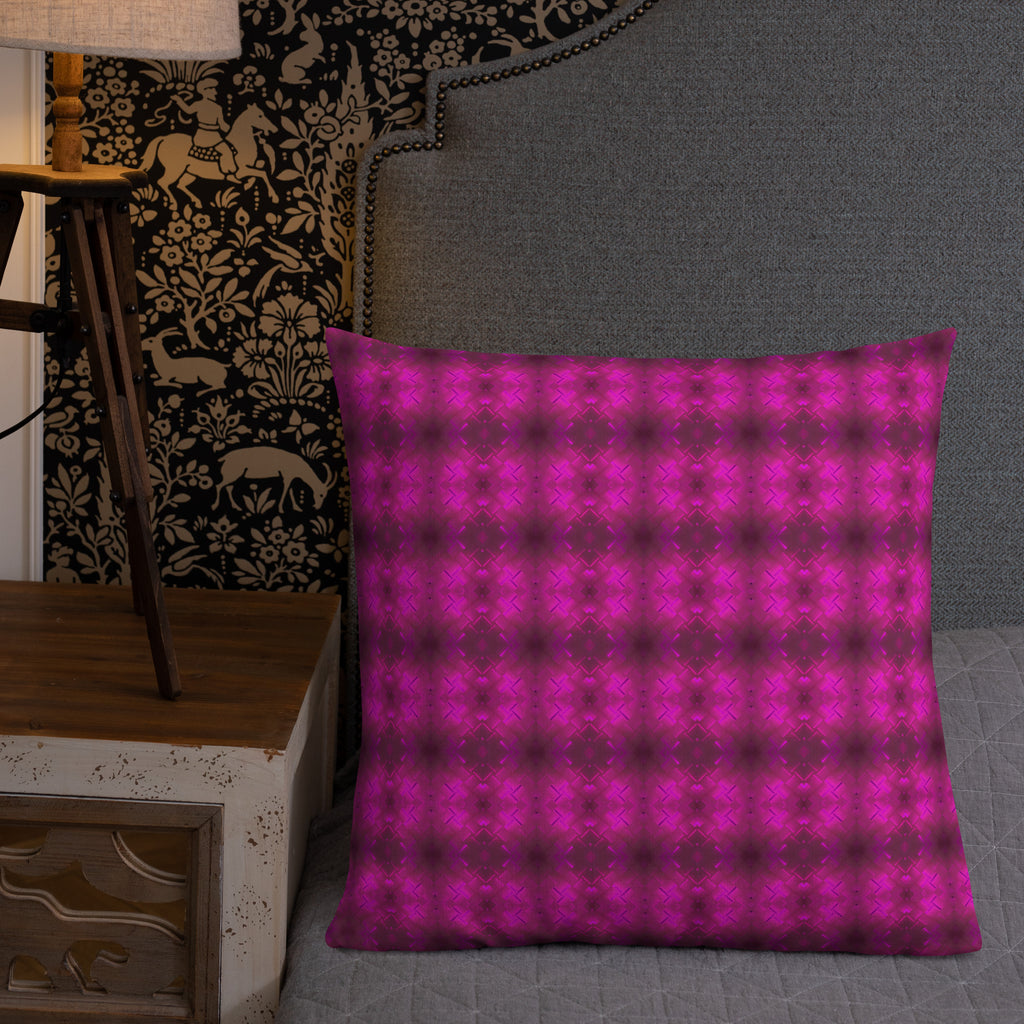 2-in-1 Premium Pillow (Fuchsia Parquet / Bubbles)