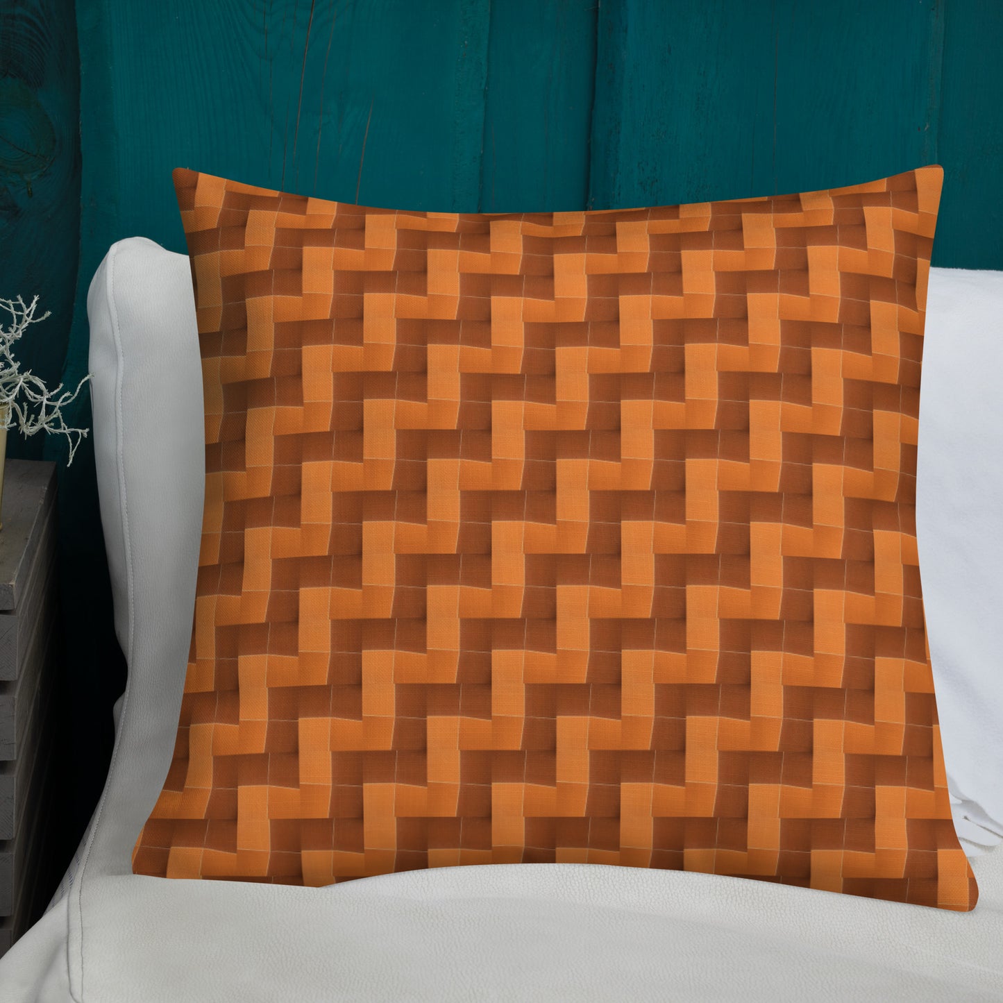 2-in-1 Premium Pillow (Burnt Orange Tiles / Lemon Snakes)