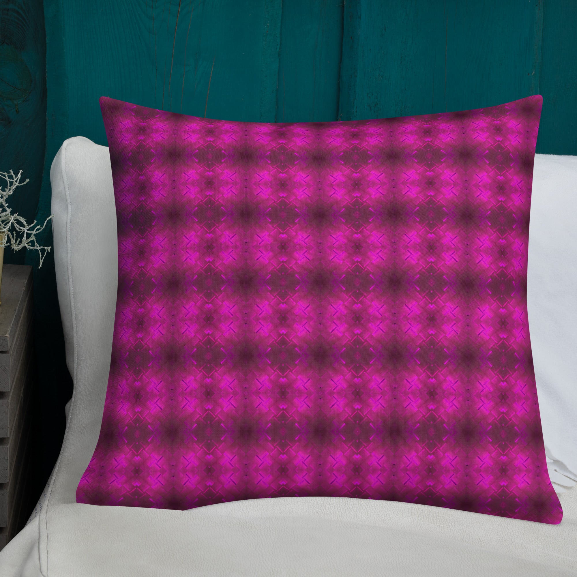 2-in-1 Premium Pillow (Fuchsia Parquet / Bubbles)