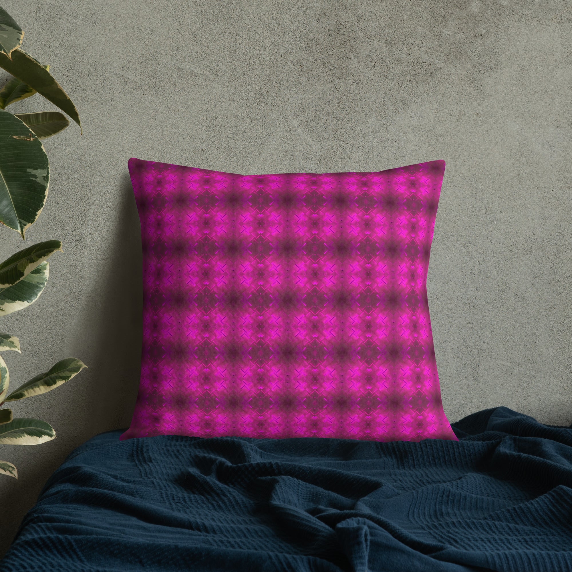 2-in-1 Premium Pillow (Fuchsia Parquet / Bubbles)
