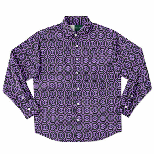 Long Sleeve Button Down Shirt (Violet Rings)