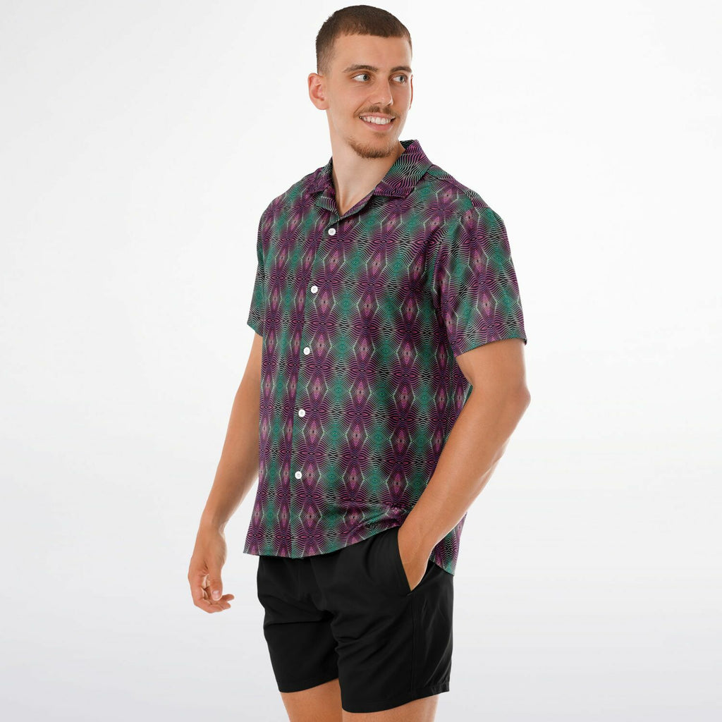 Spread Collar Short Sleeve Button-Down Shirt (Cosmic Echo)
