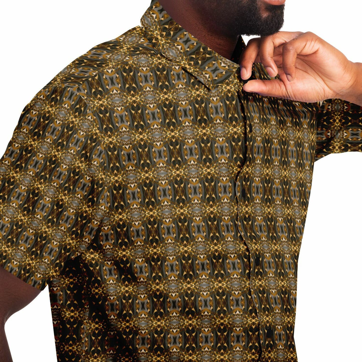 Short Sleeve Button Down Shirt (Golden Blossom)