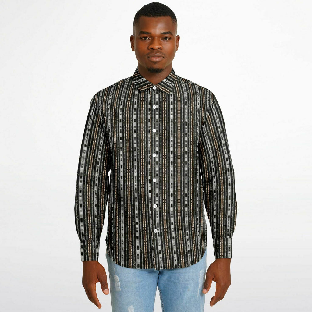 Long Sleeve Button Down Shirt (Black & Tan No. 1)