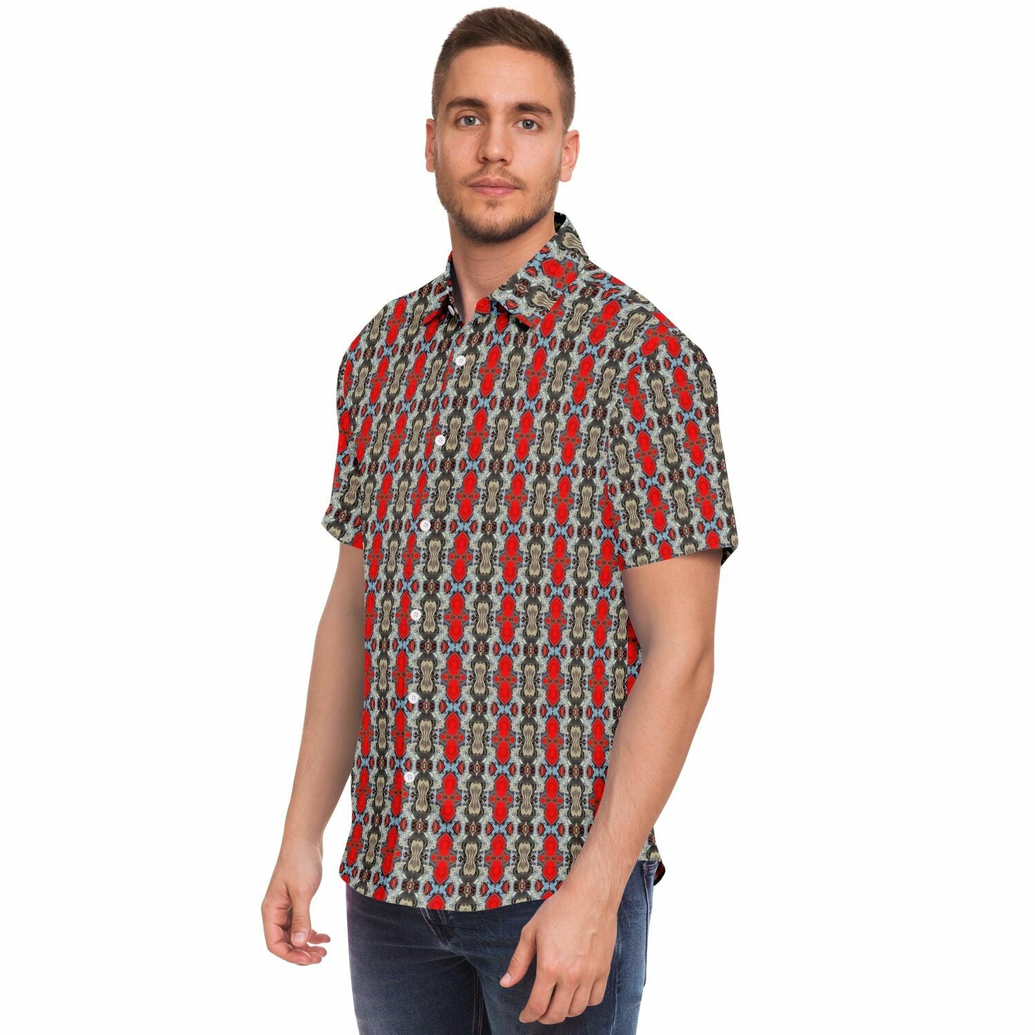 Short Sleeve Button Down Shirt (Modern Paisley)
