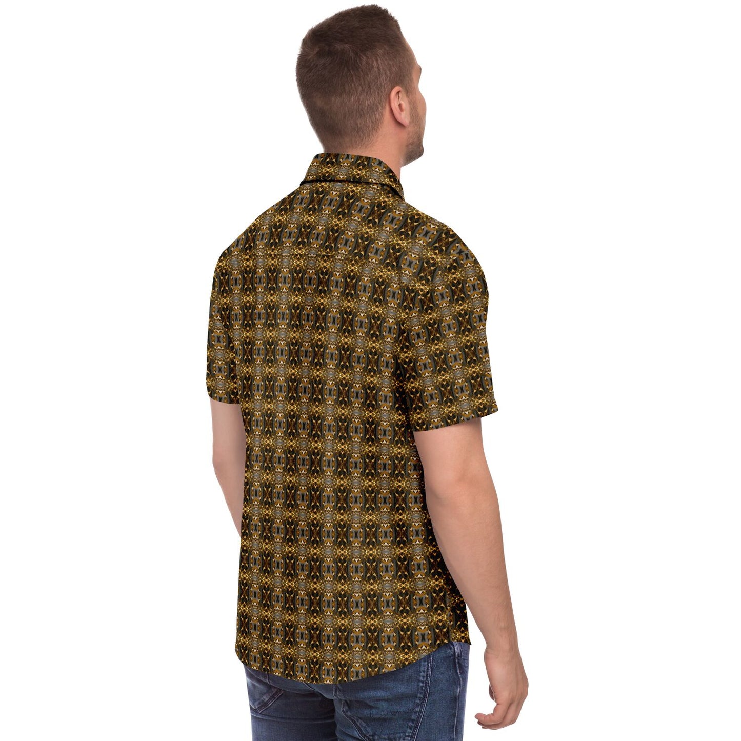 Short Sleeve Button Down Shirt (Golden Blossom)