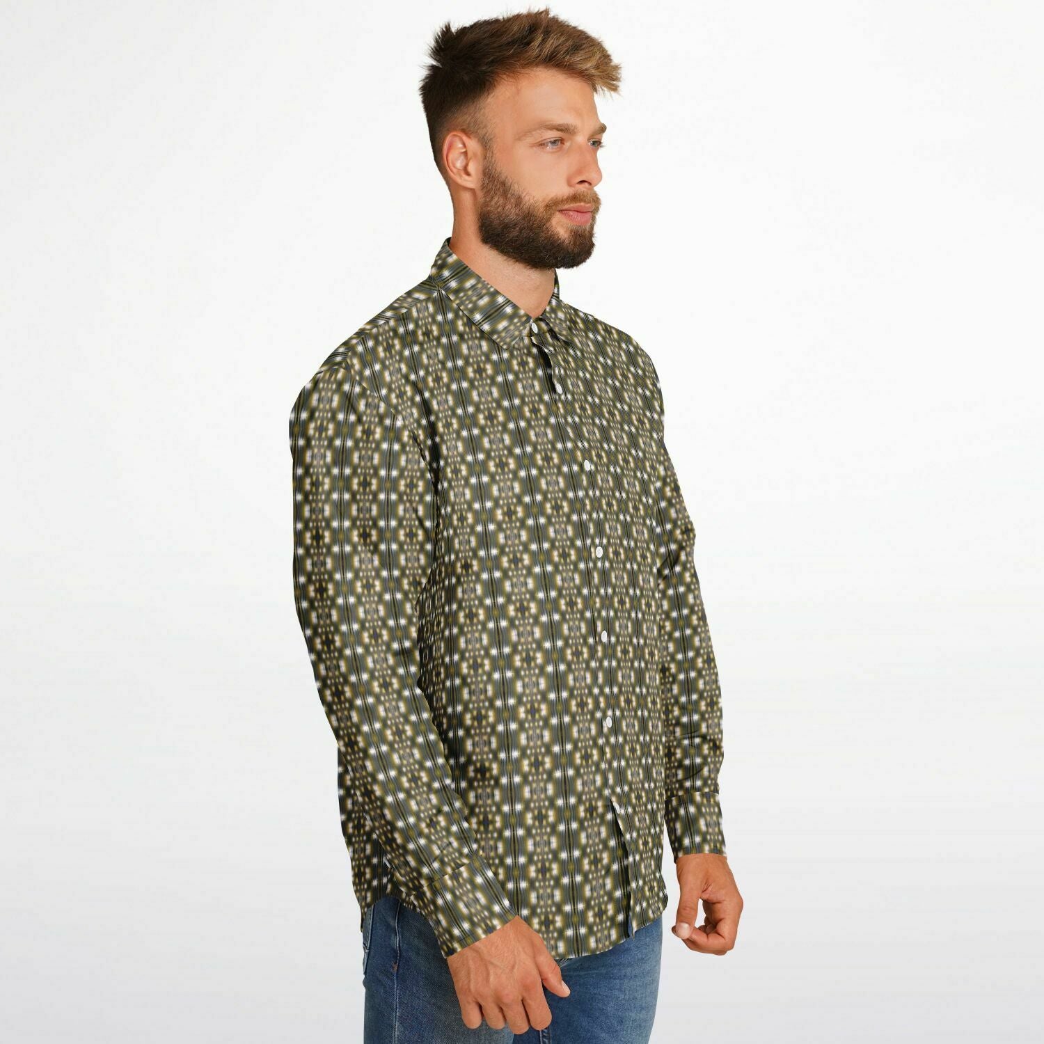 Long Sleeve Button Down Shirt (Yellow Accordion)