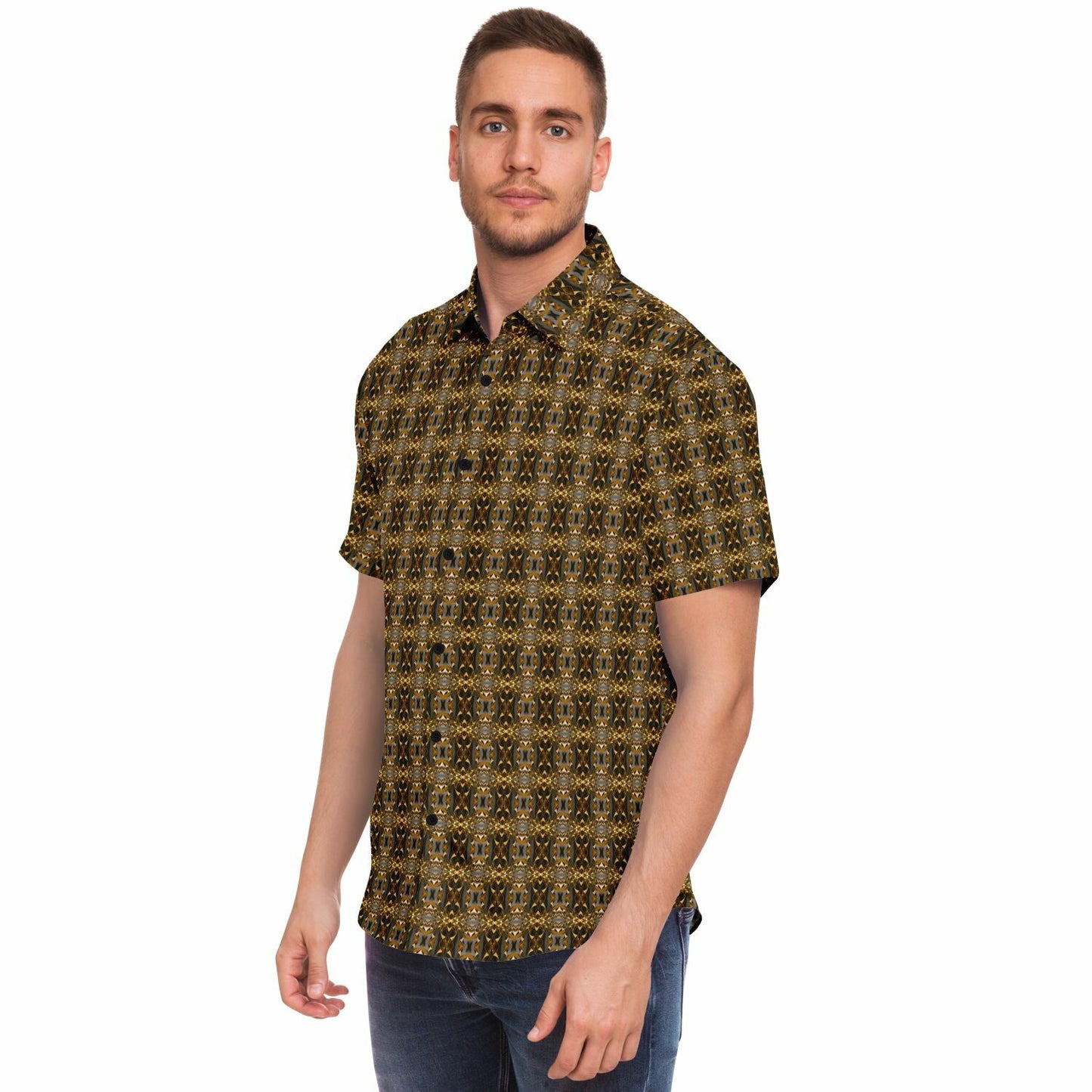 Short Sleeve Button Down Shirt (Golden Blossom)