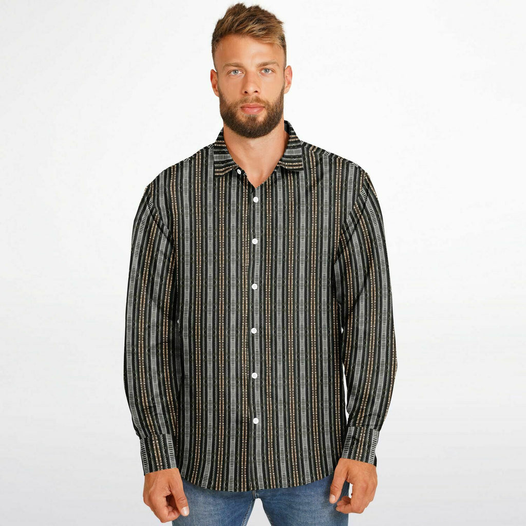 Long Sleeve Button Down Shirt (Black & Tan No. 1)