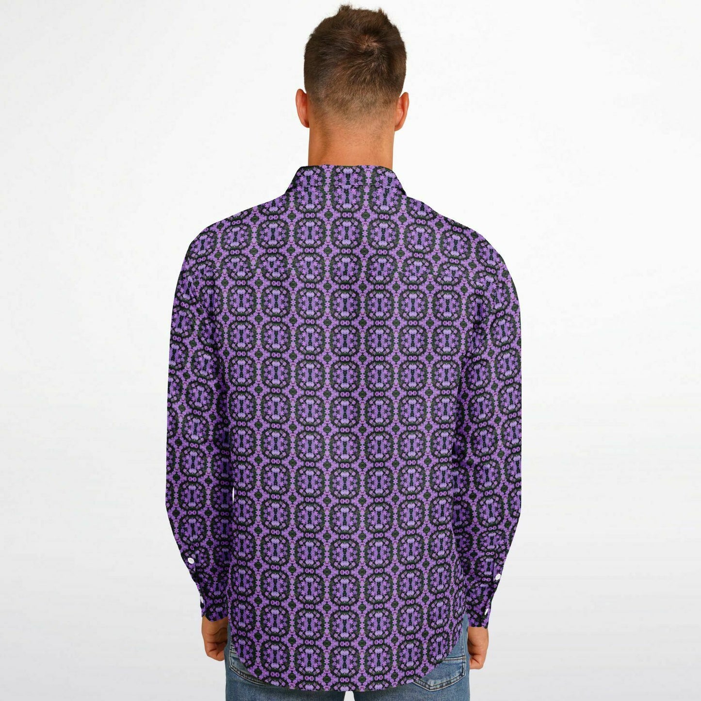 Long Sleeve Button Down Shirt (Violet Rings)