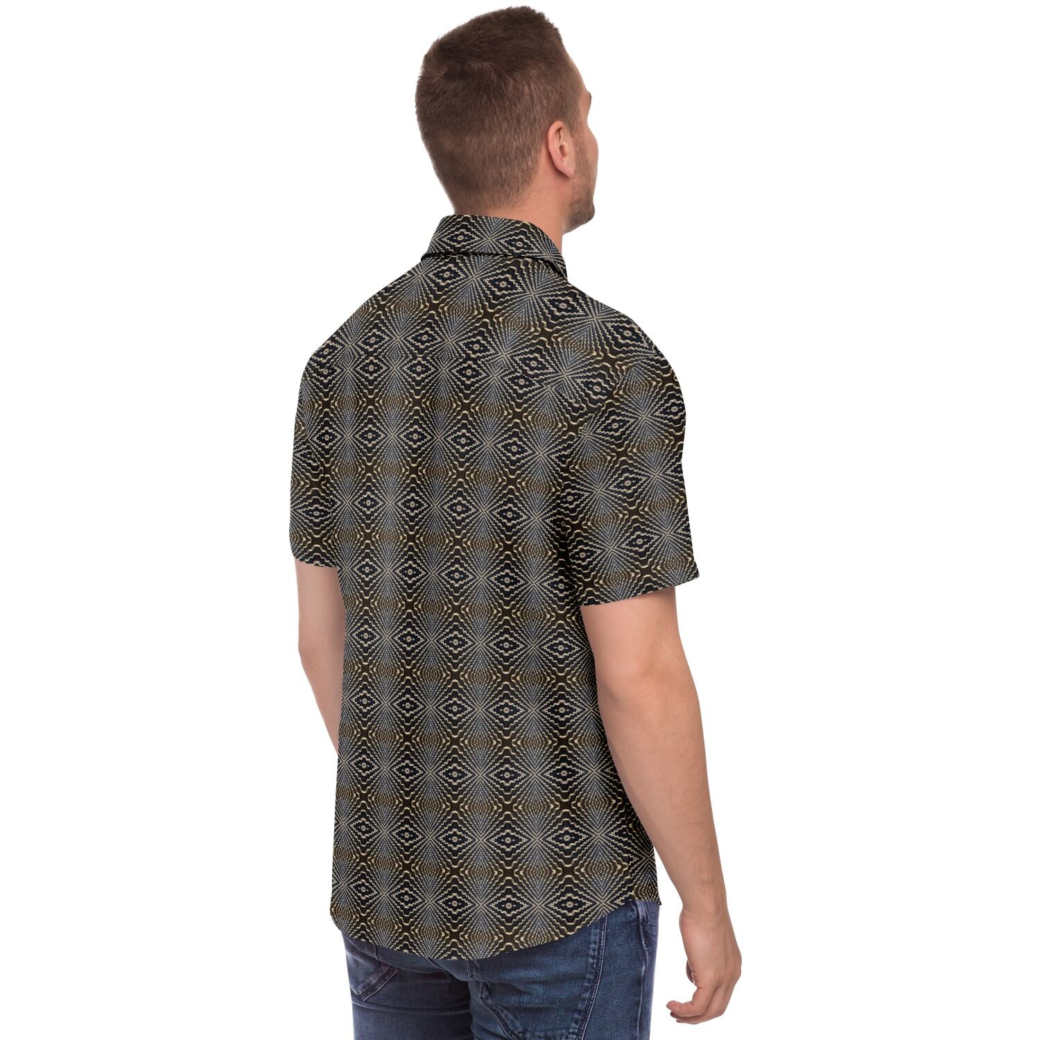 Short Sleeve Button Down Shirt (Tetris)