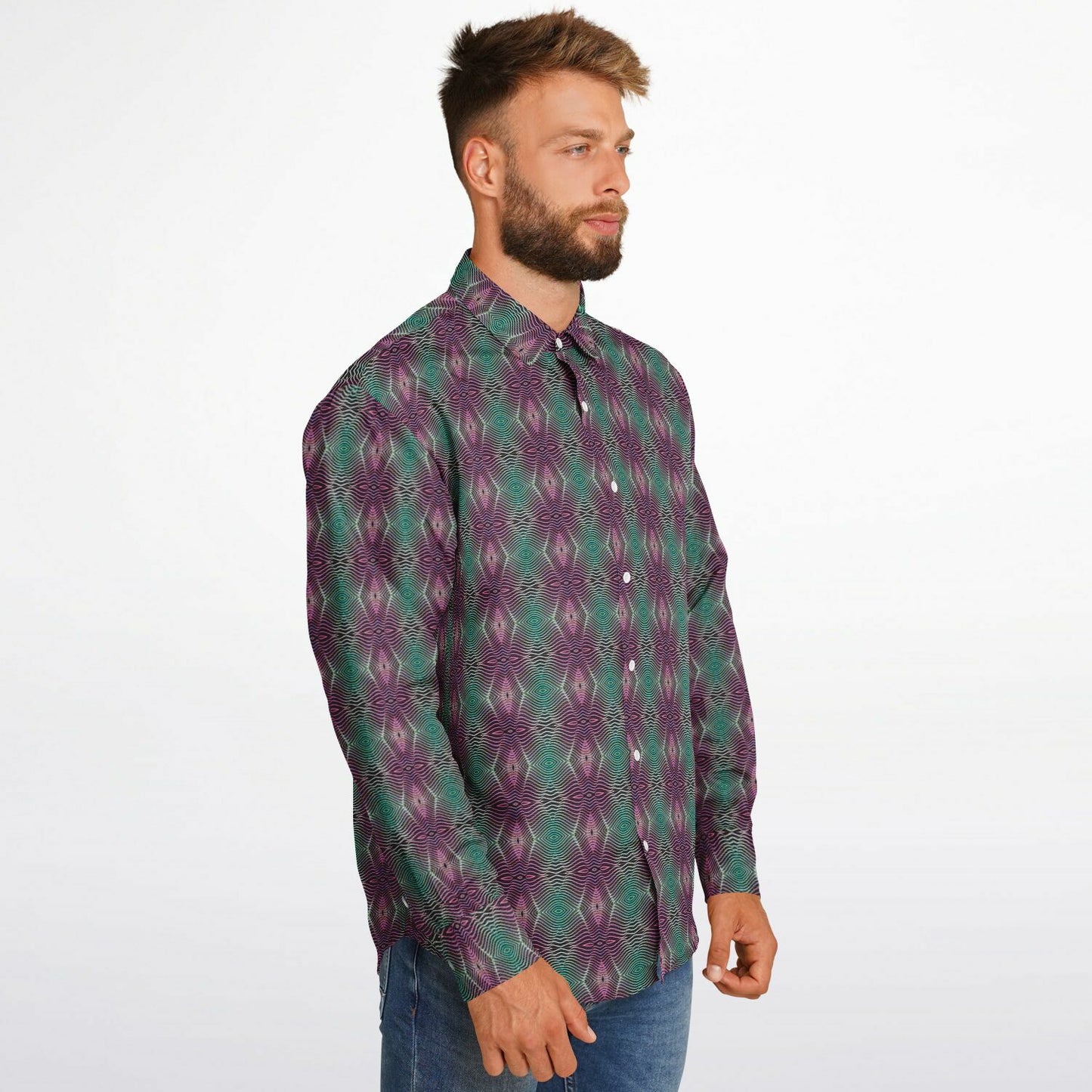 Long Sleeve Button Down Shirt (Cosmic Echo)