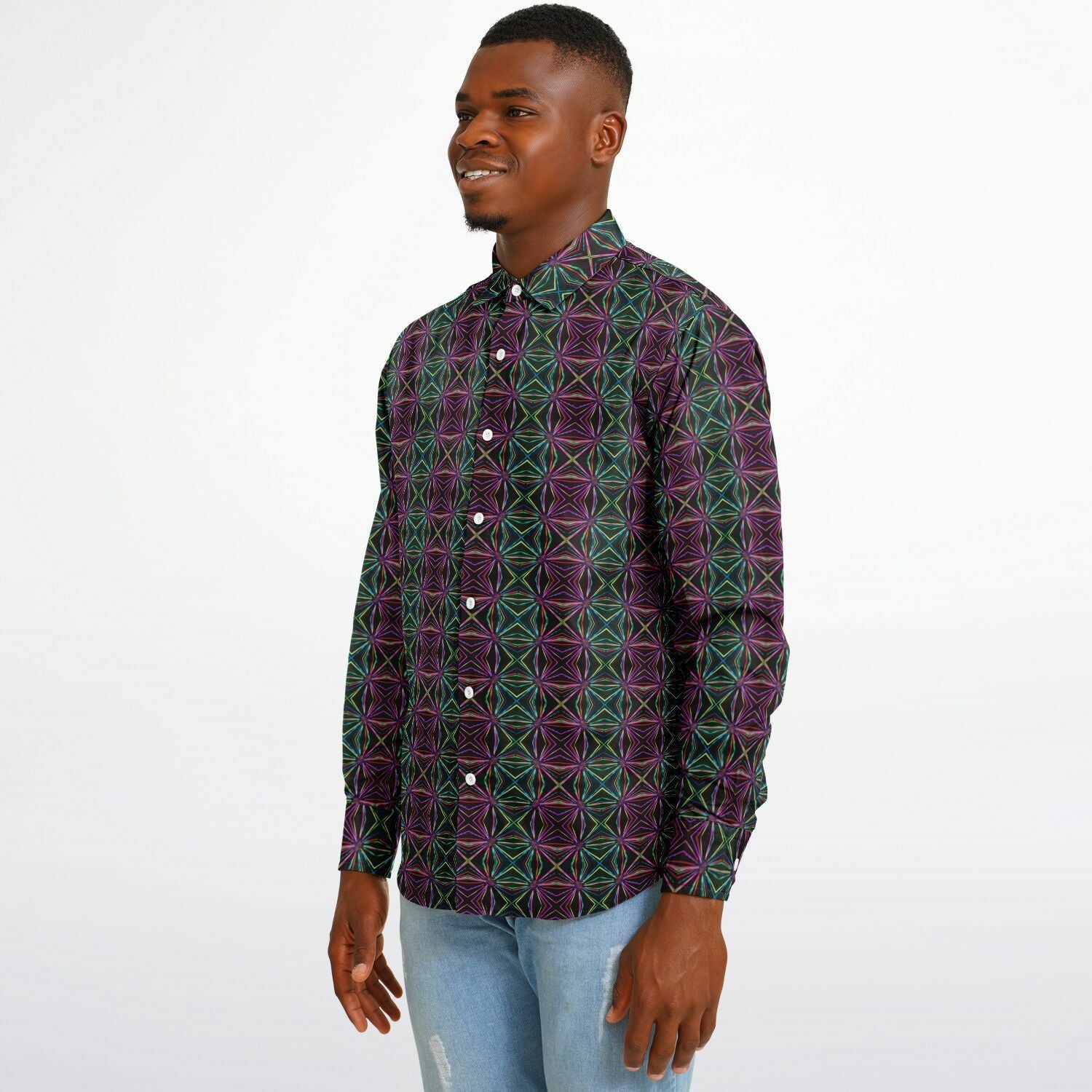 Long Sleeve Button Down Shirt (Neuron Dance)