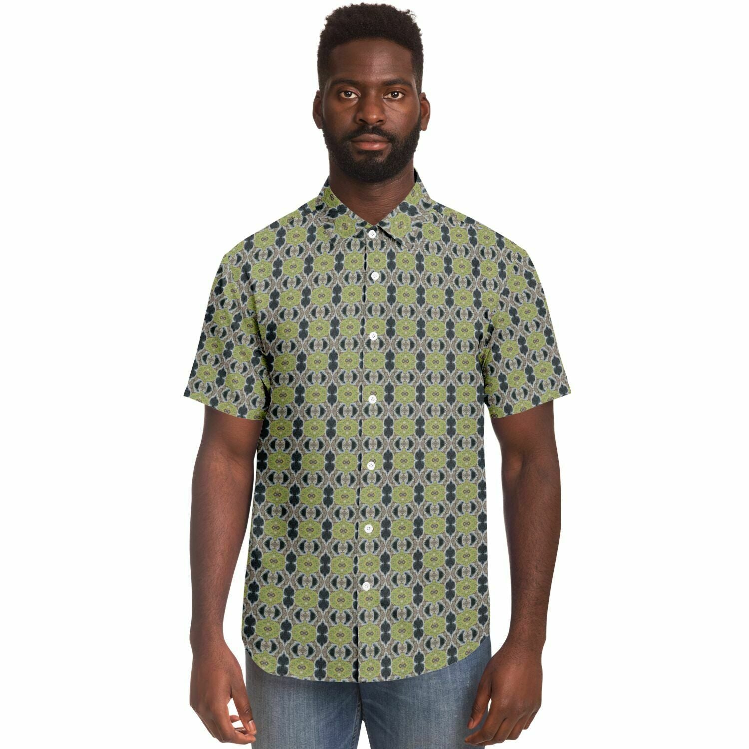 Short Sleeve Button Down Shirt (Glass Block No. 3)