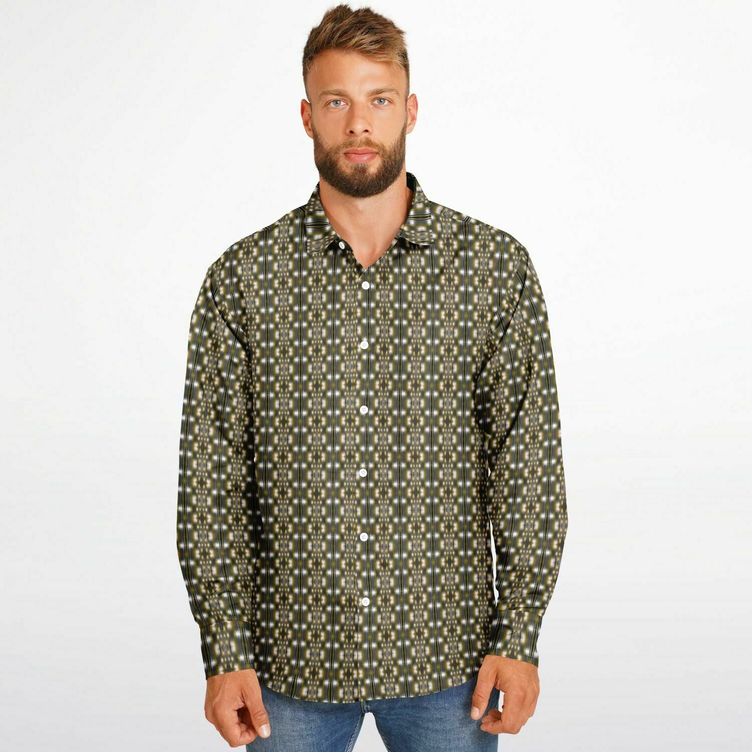 Long Sleeve Button Down Shirt (Yellow Accordion)