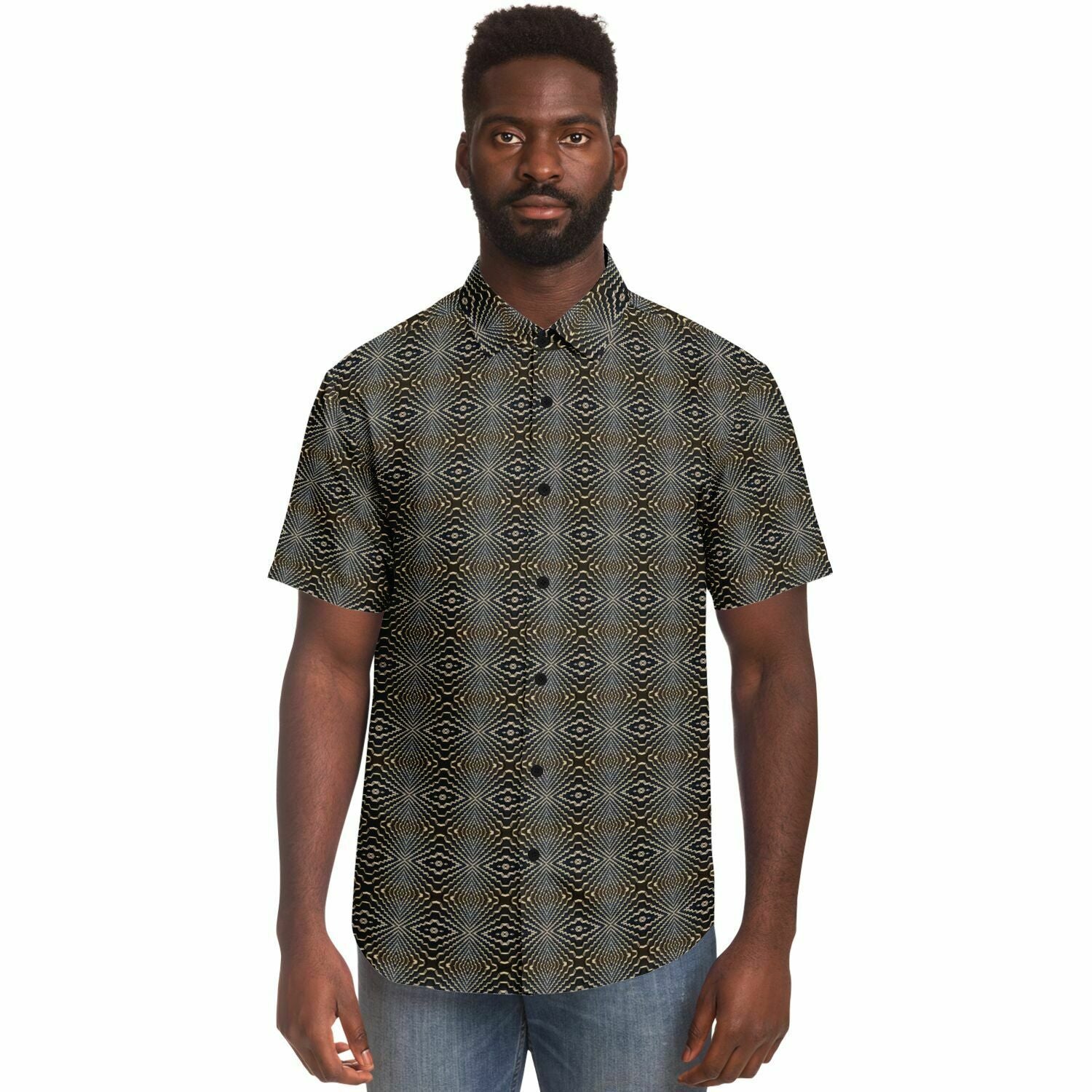 Short Sleeve Button Down Shirt (Tetris)