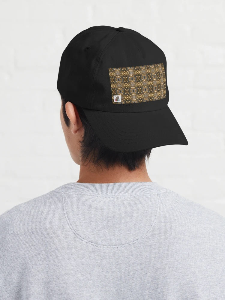 Black Unstructured Cap (Golden Blossom)