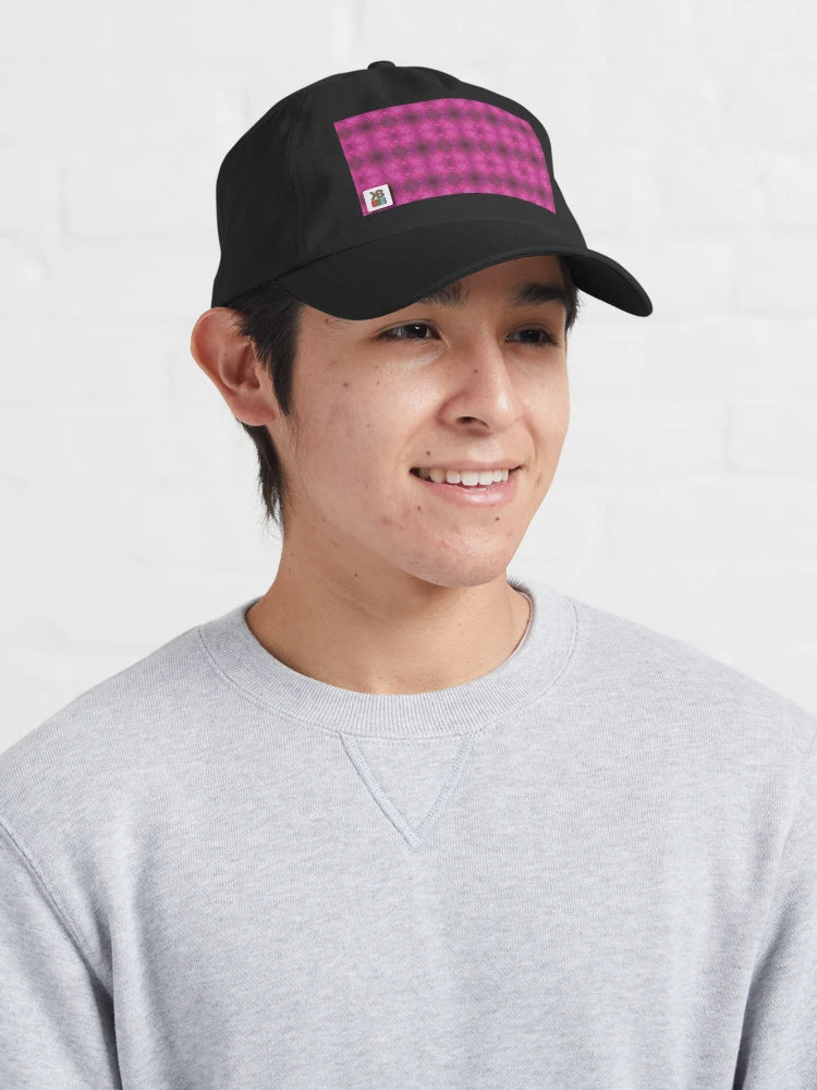 Black Unstructured Cap (Fuchsia Parquet)