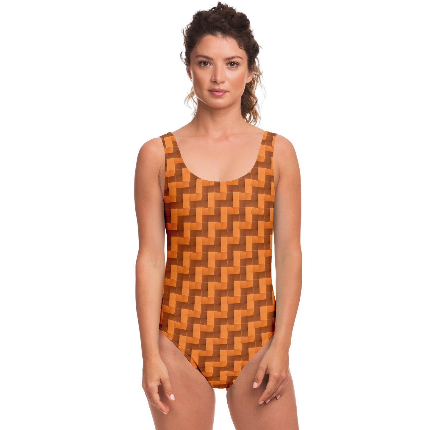 One-Piece Swimsuit Woman (Burnt Orange Tiles)