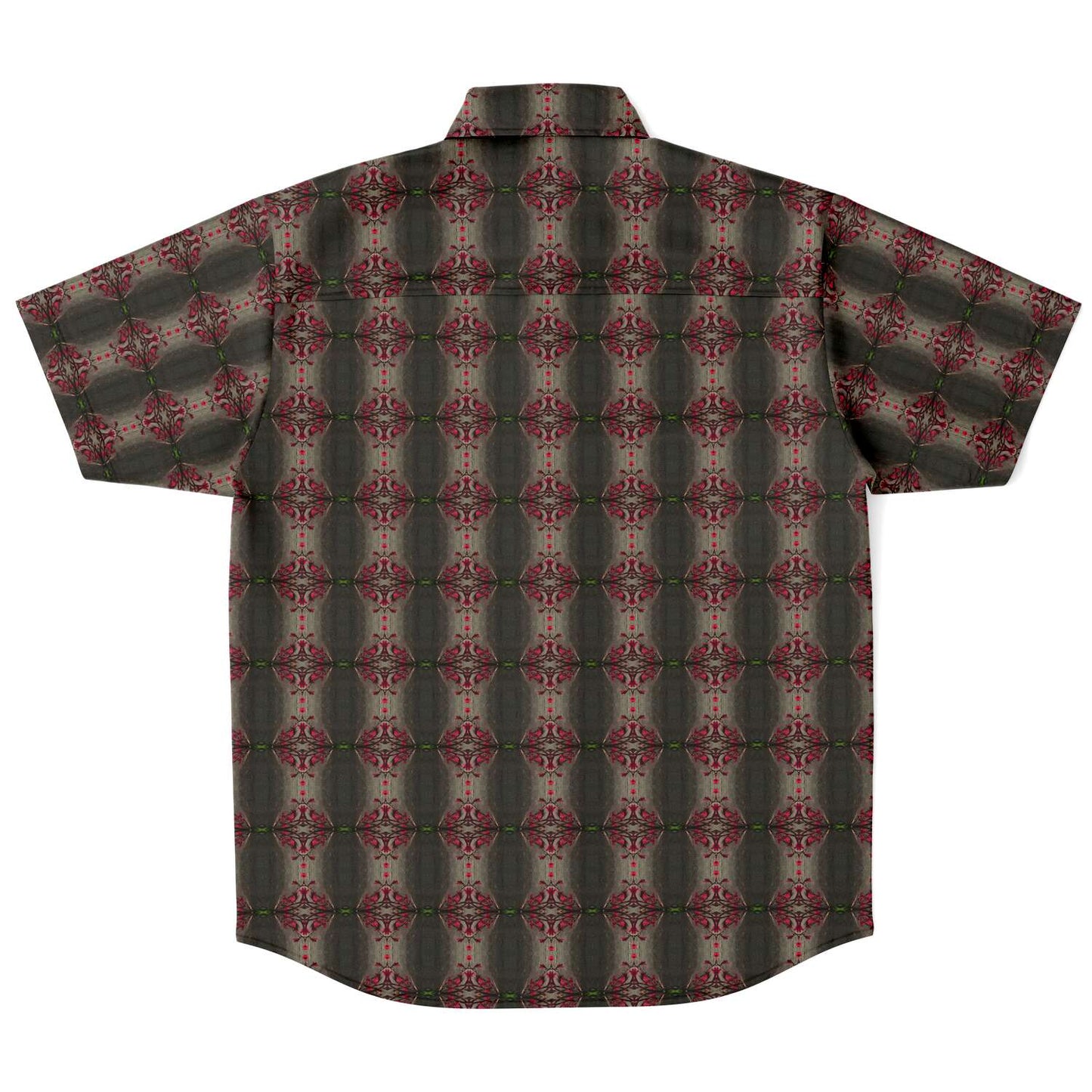 Short Sleeve Button Down Shirt (Red Flowers)