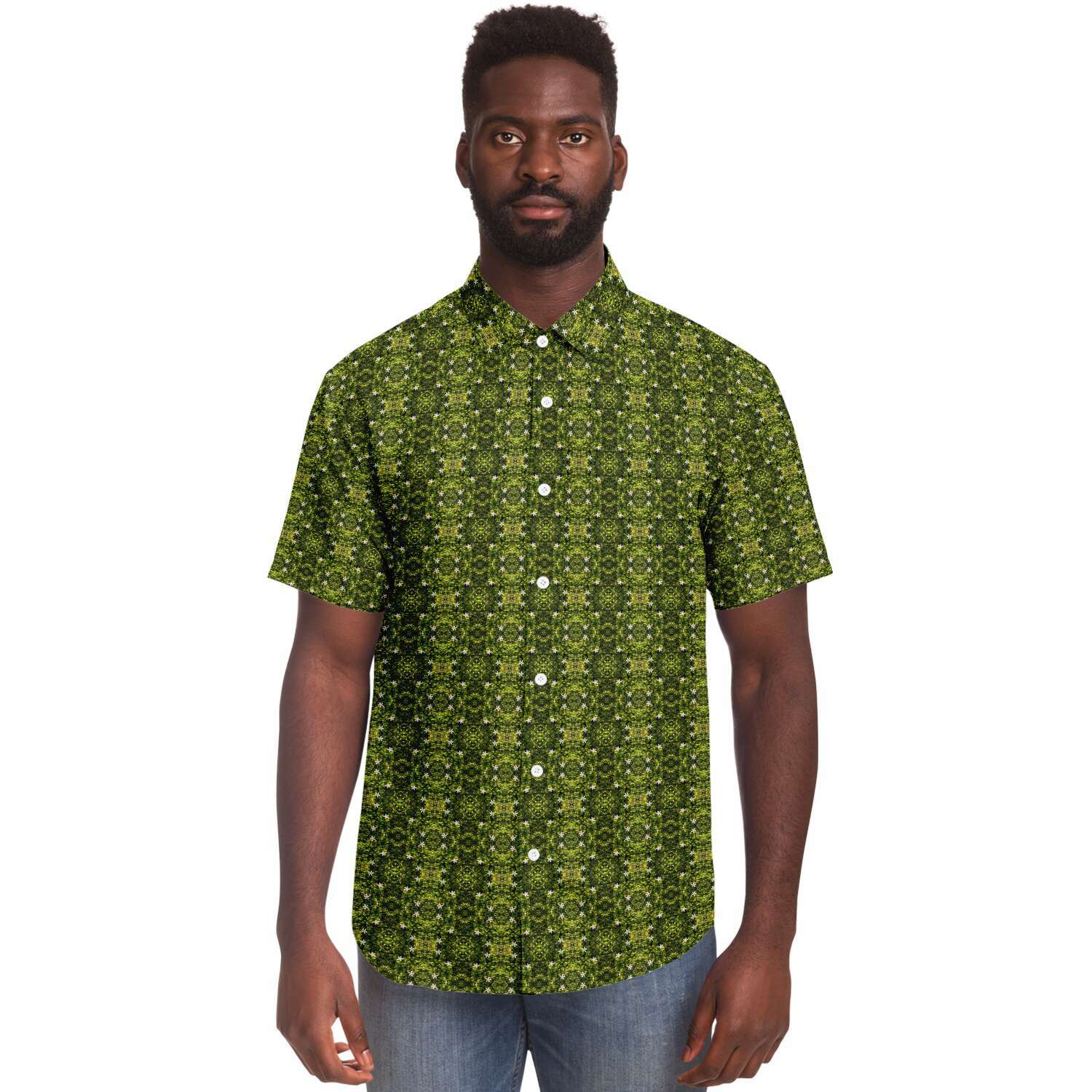 Short Sleeve Button Down Shirt (Avacado Floral)