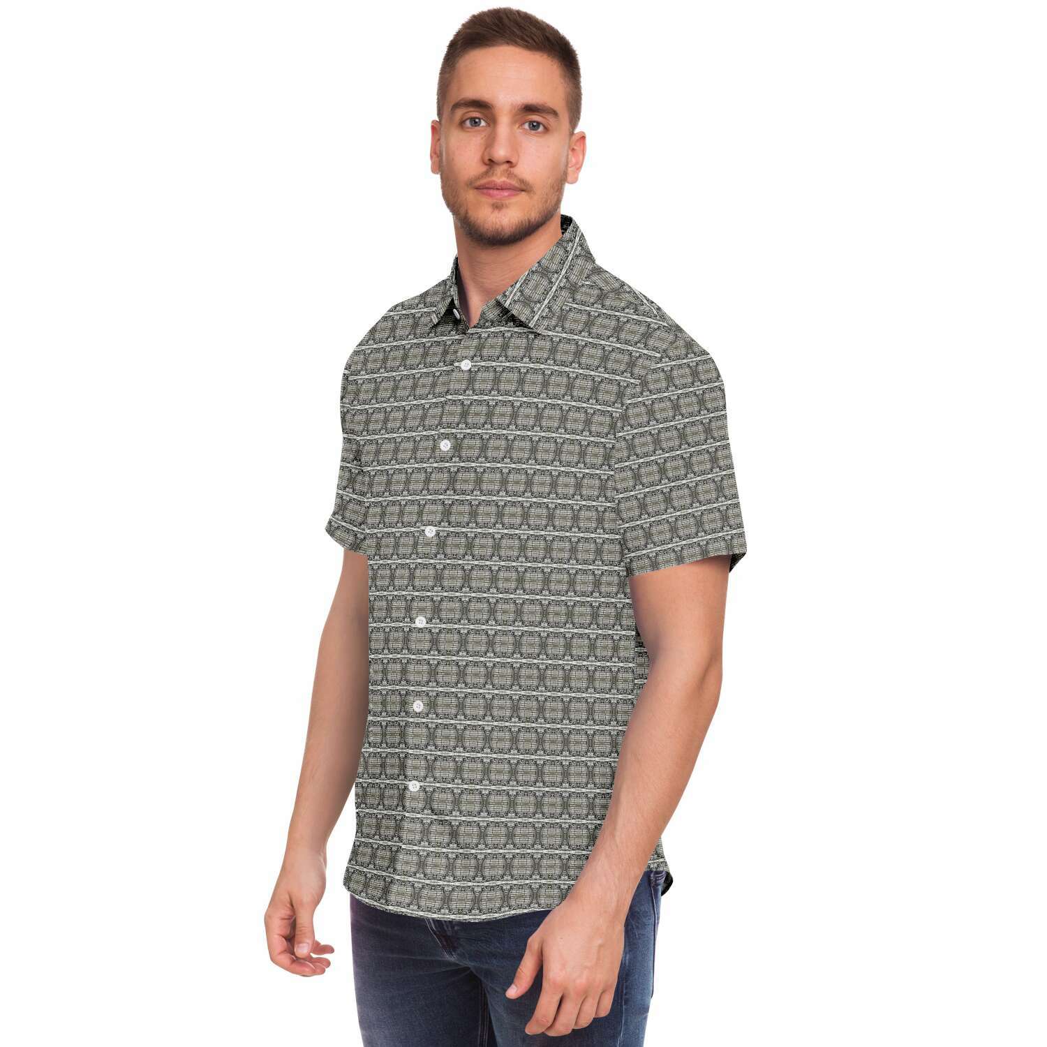 Short Sleeve Button Down Shirt (Wire Pattern 50)