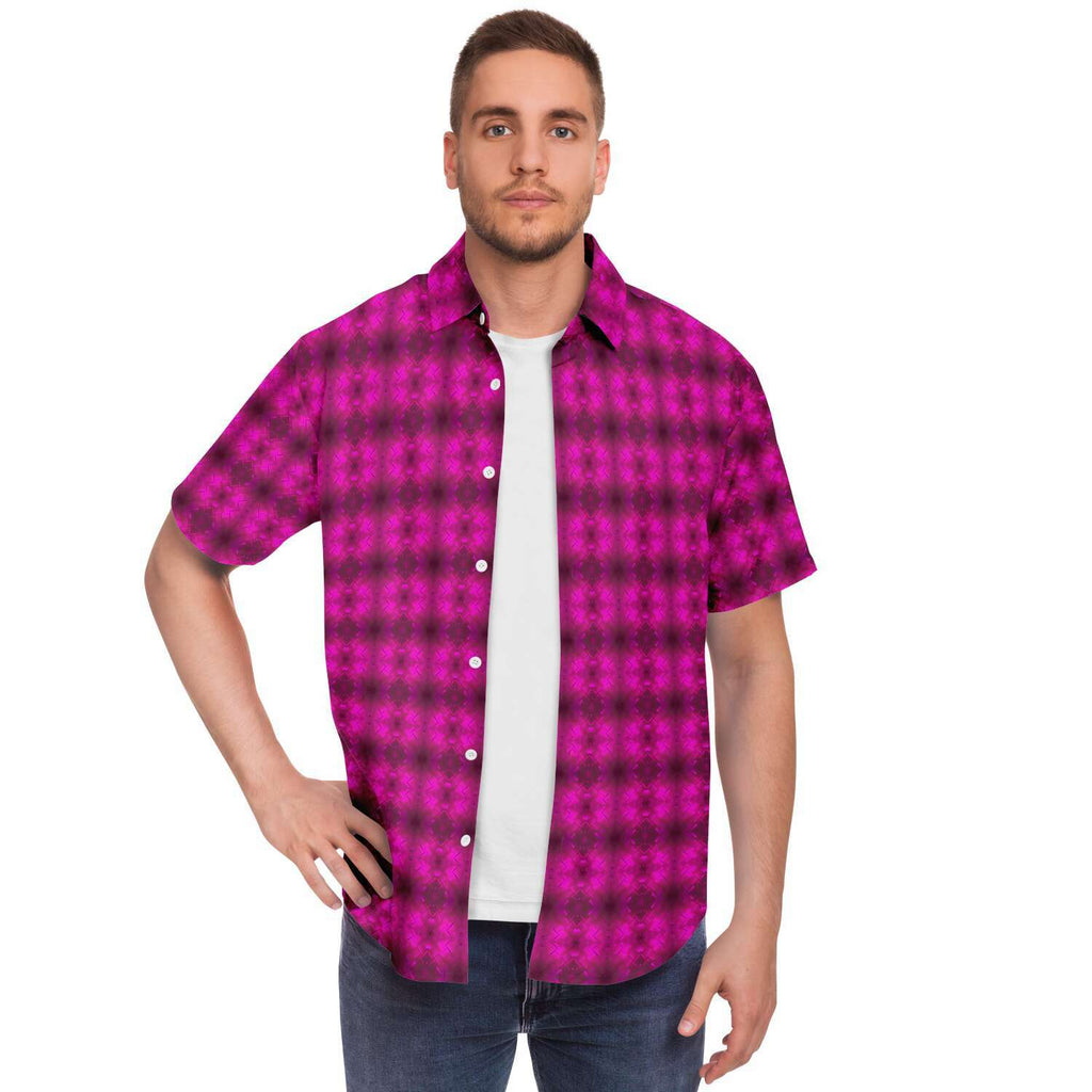 Short Sleeve Button Down Shirt (Fuchsia Parquet)