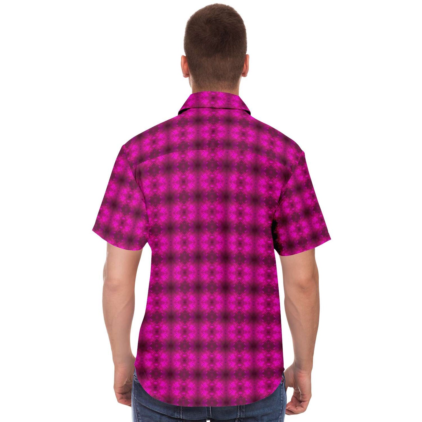 Short Sleeve Button Down Shirt (Fuchsia Parquet)