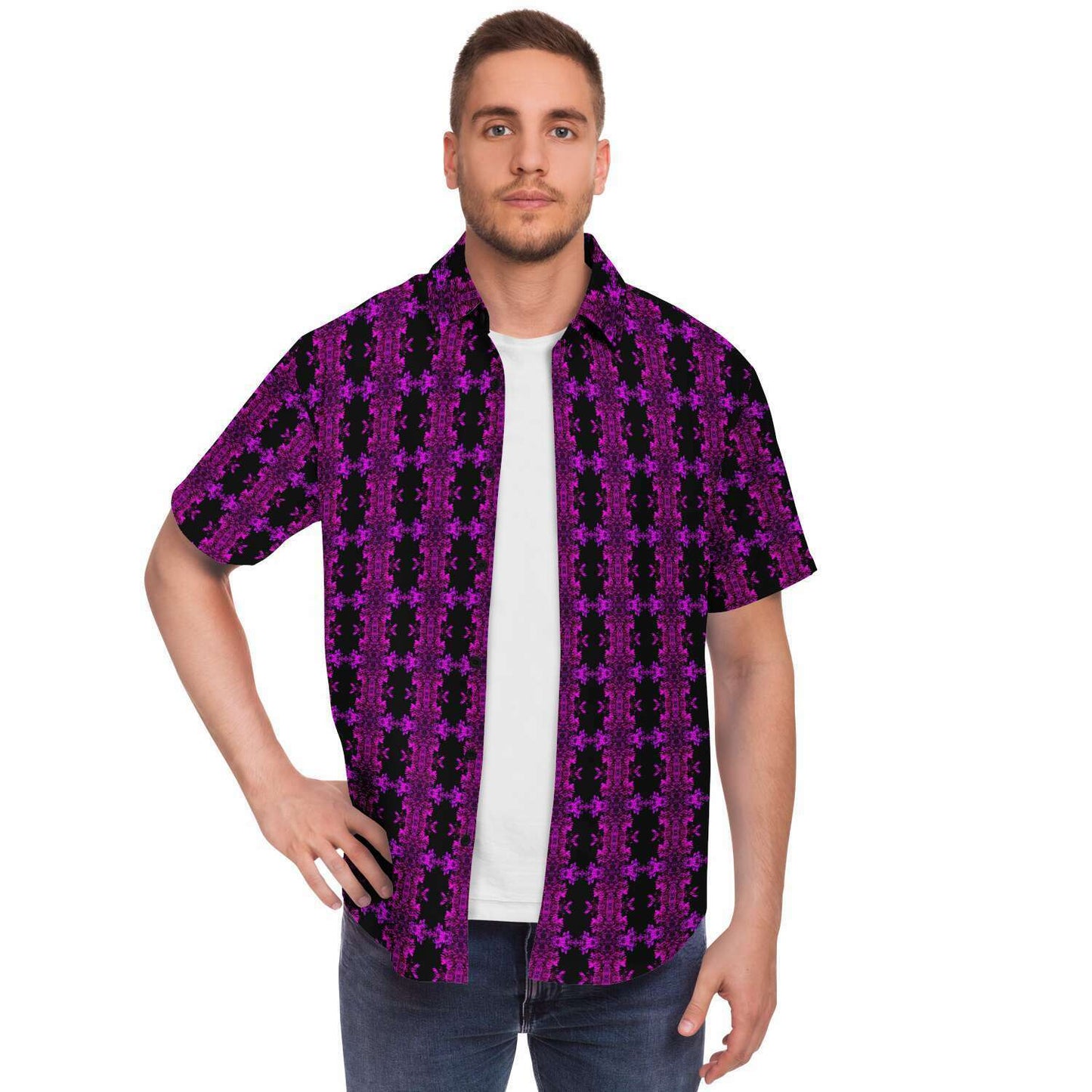 Short Sleeve Button Down Shirt (Nightflower)