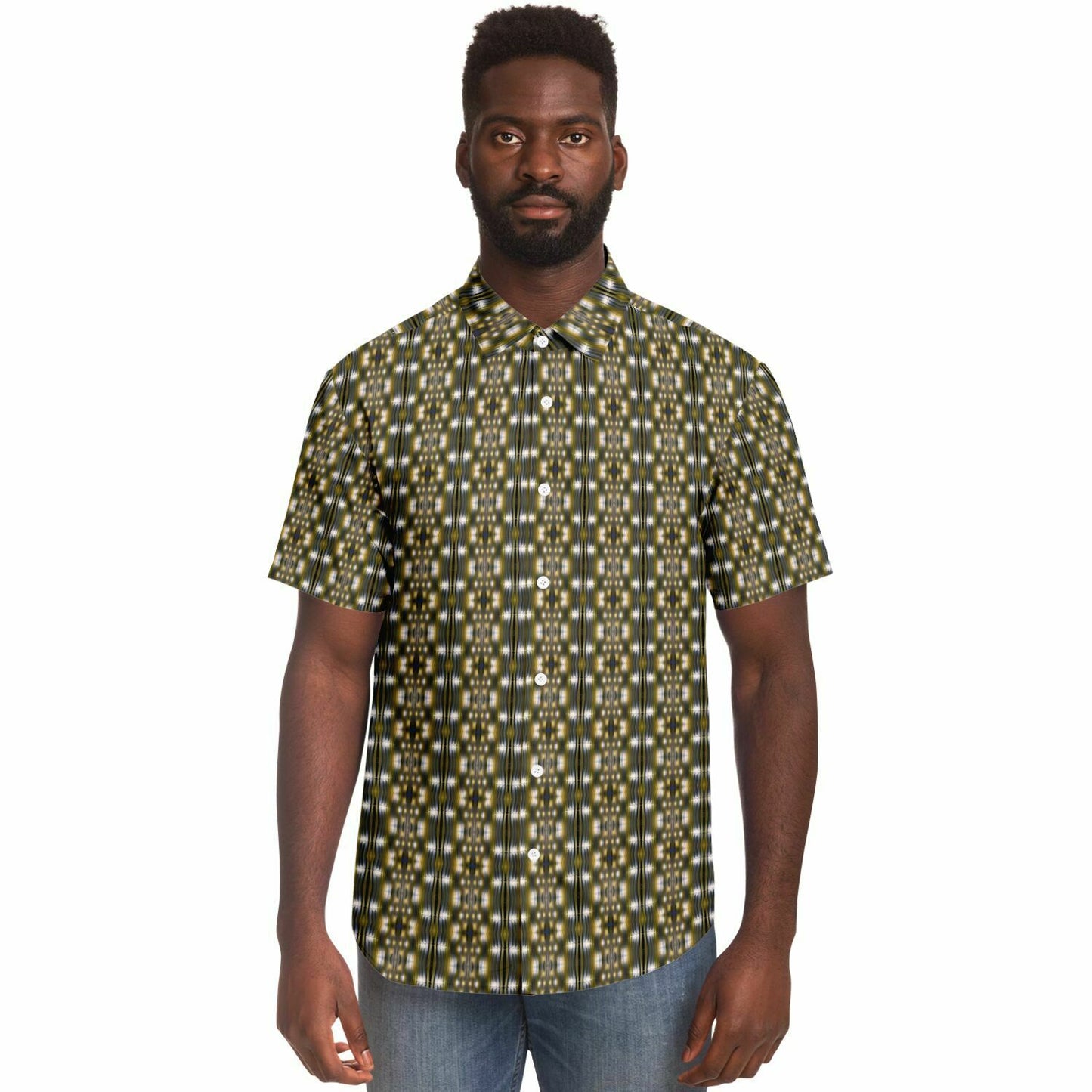 Short Sleeve Button Down Shirt (Yellow Accordion)