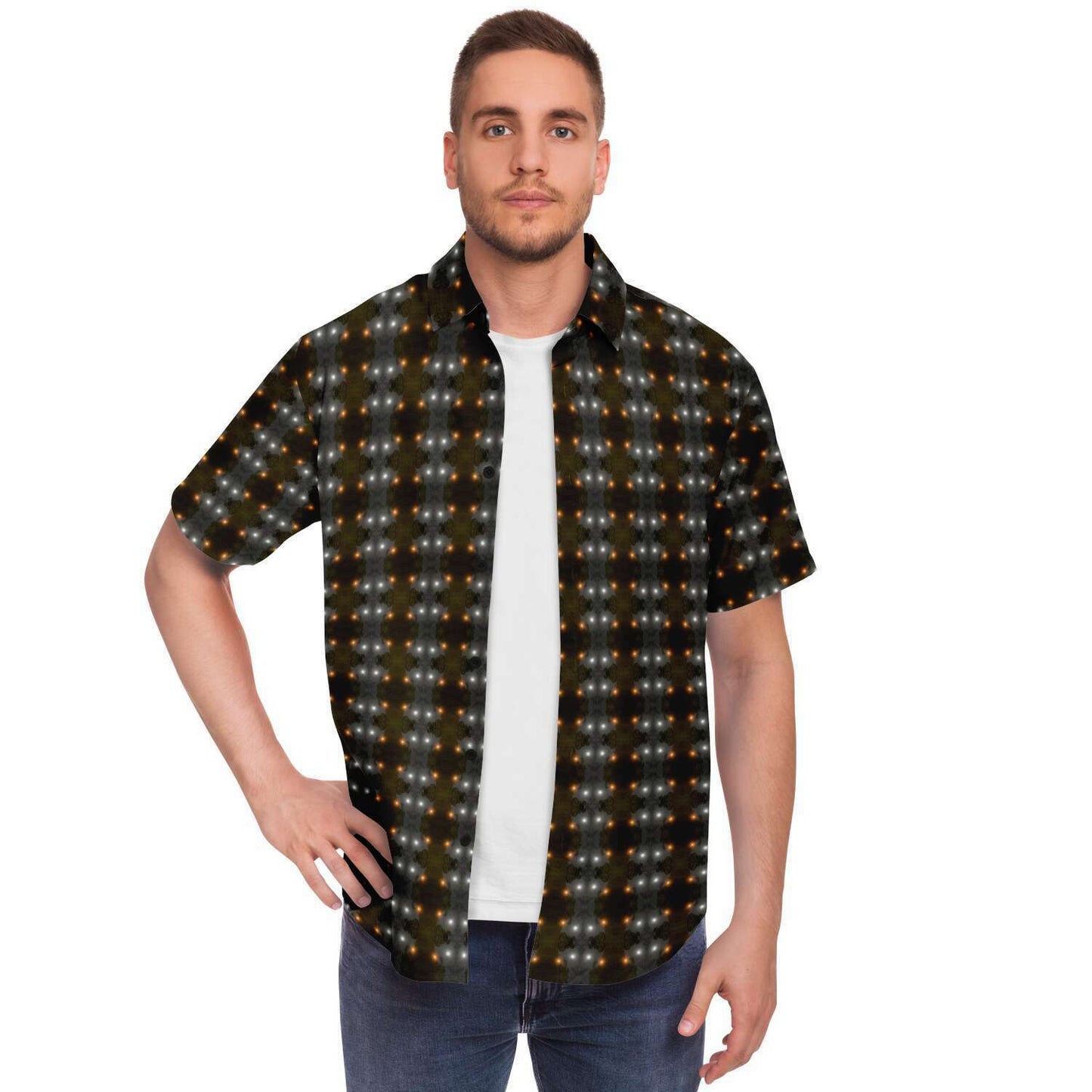 Short Sleeve Button Down Shirt (Orbs)