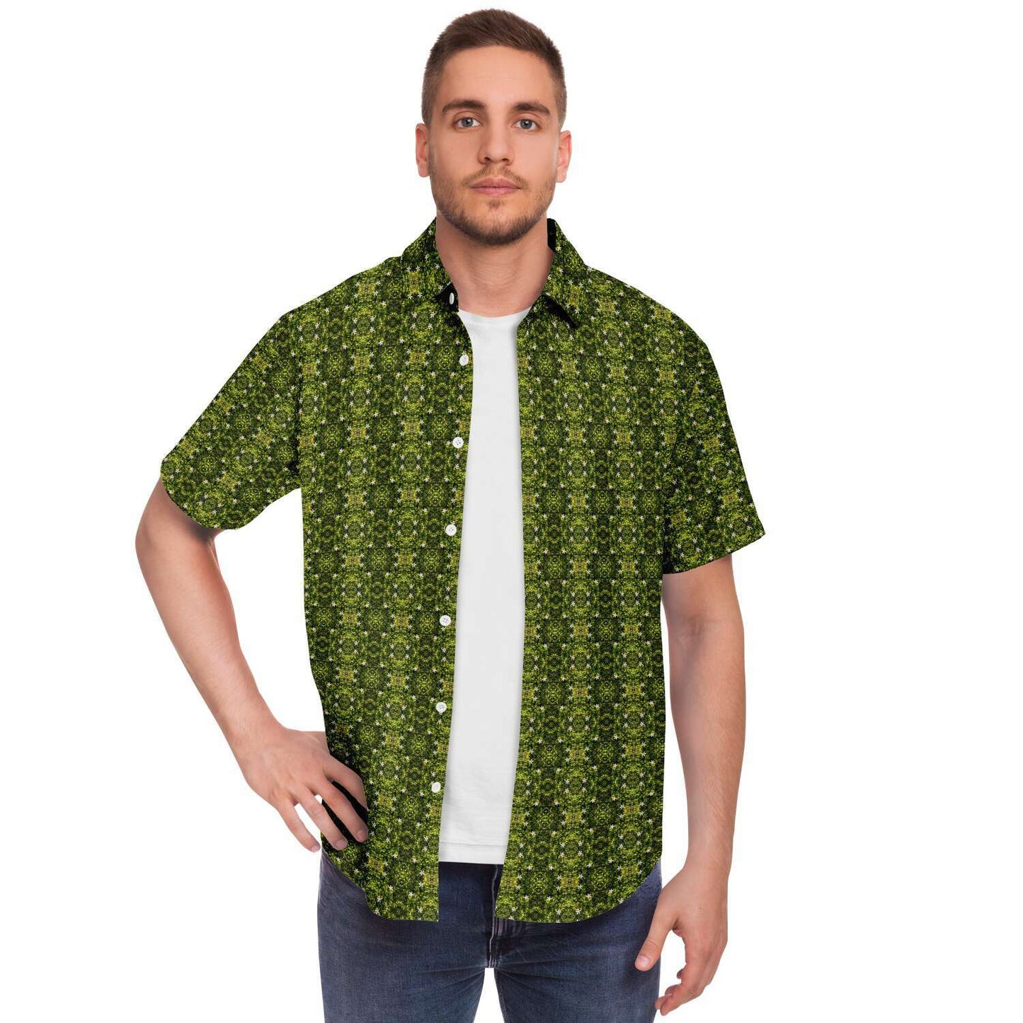 Short Sleeve Button Down Shirt (Avacado Floral)