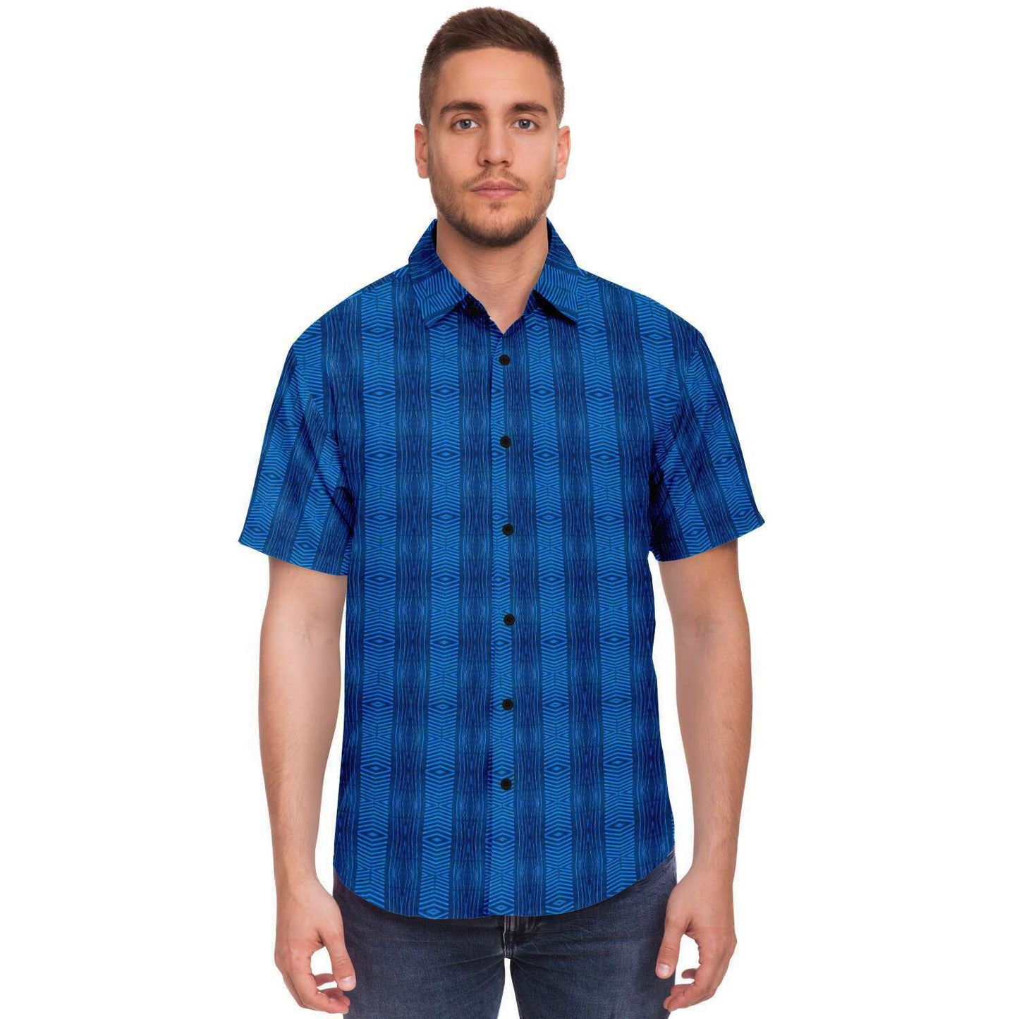 Short Sleeve Button Down Shirt (Royal Tiki)