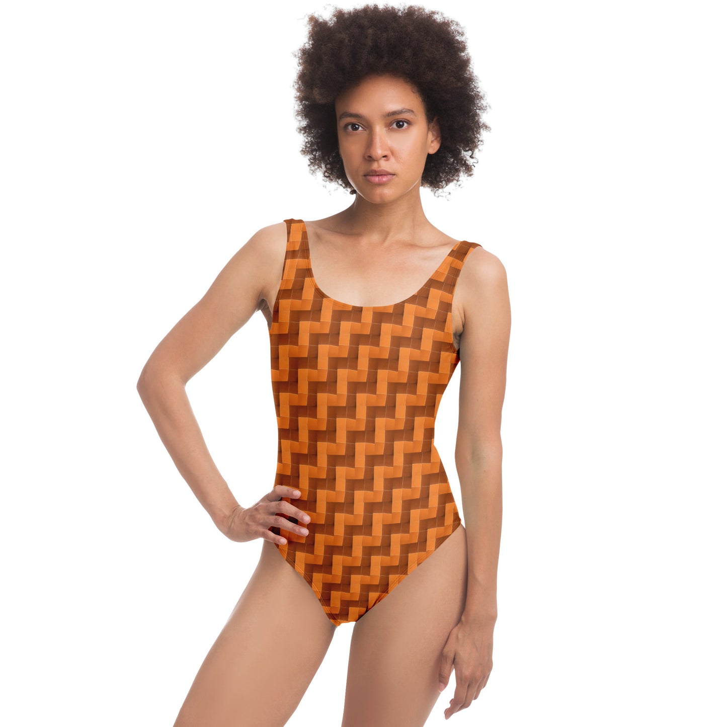 One-Piece Swimsuit Woman (Burnt Orange Tiles)