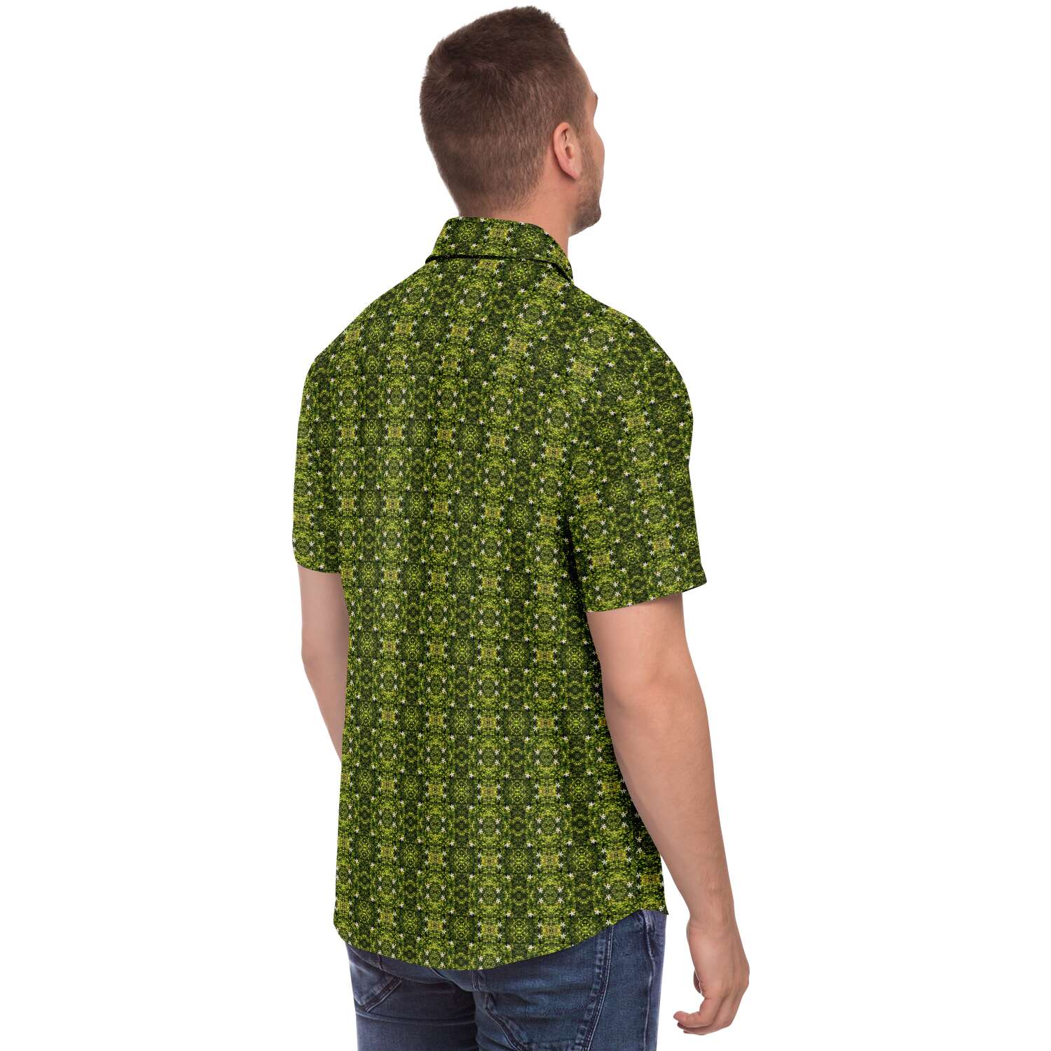 Short Sleeve Button Down Shirt (Avacado Floral)