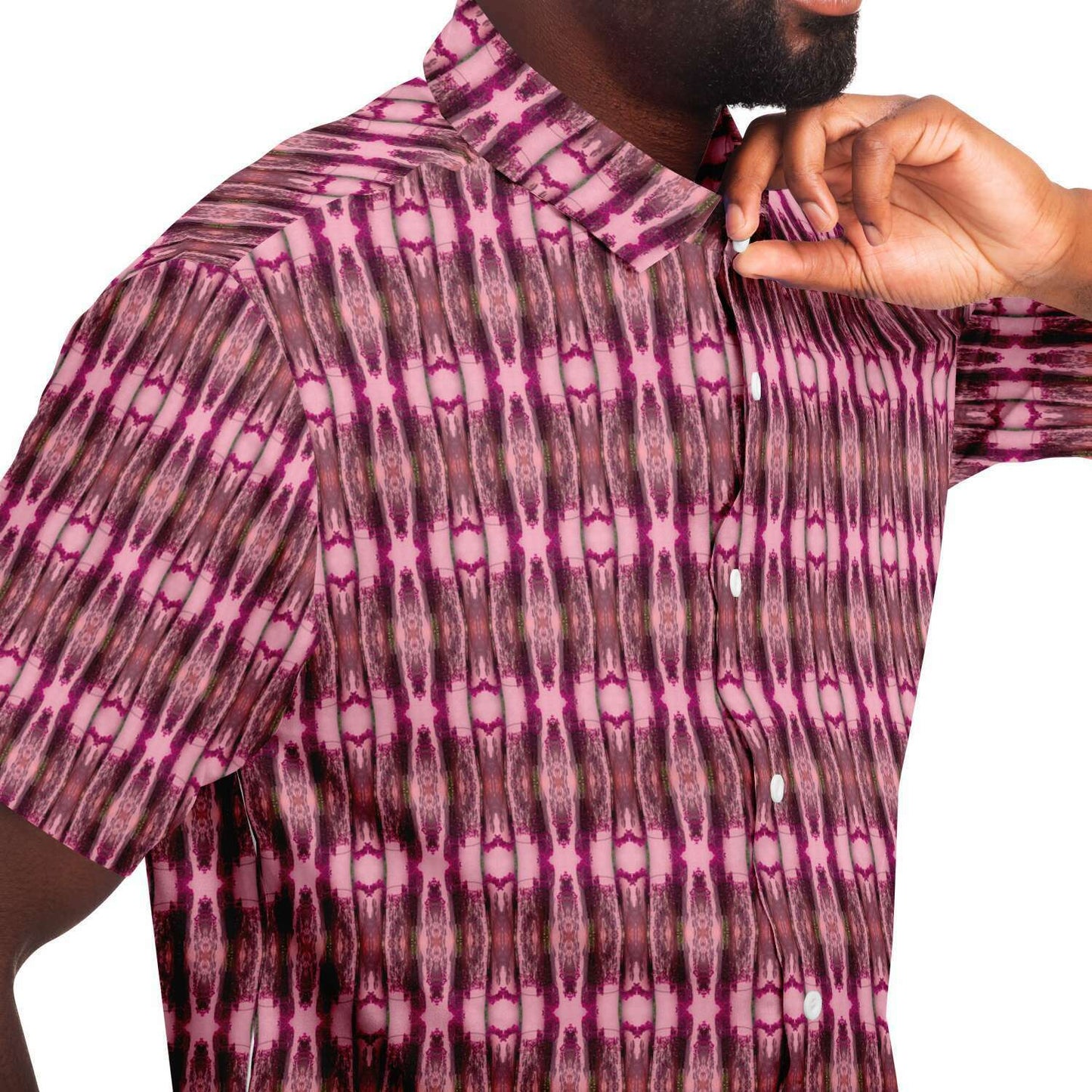 Short Sleeve Button Down Shirt (Candy Cane)