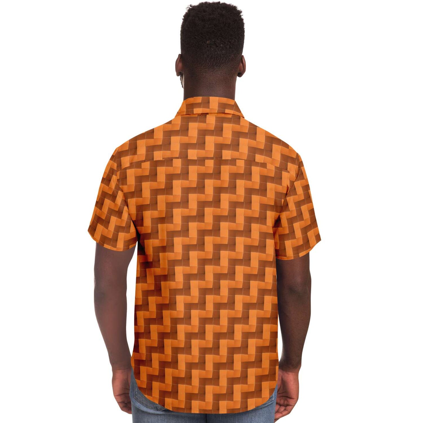 Short Sleeve Button Down Shirt (Burnt Orange Tiles)