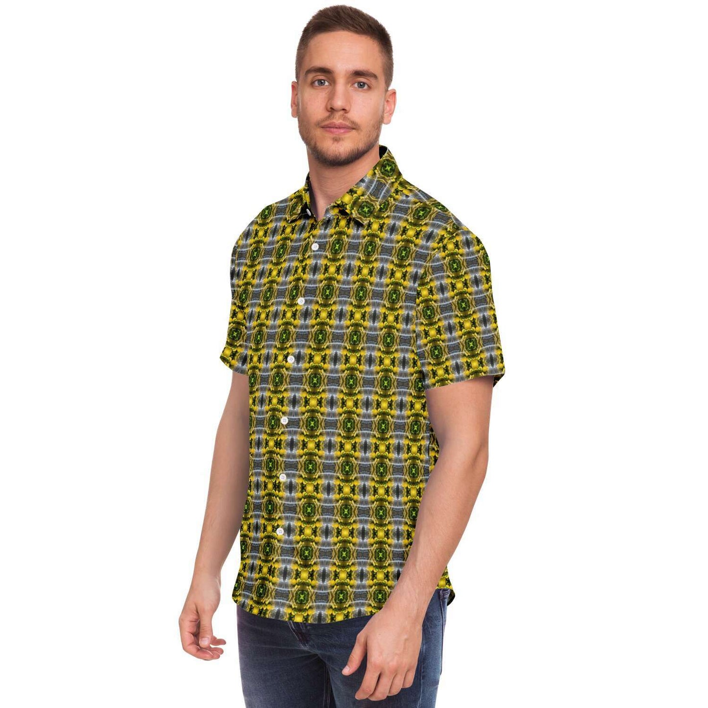 Short Sleeve Button Down Shirt (Lemon Snakes)