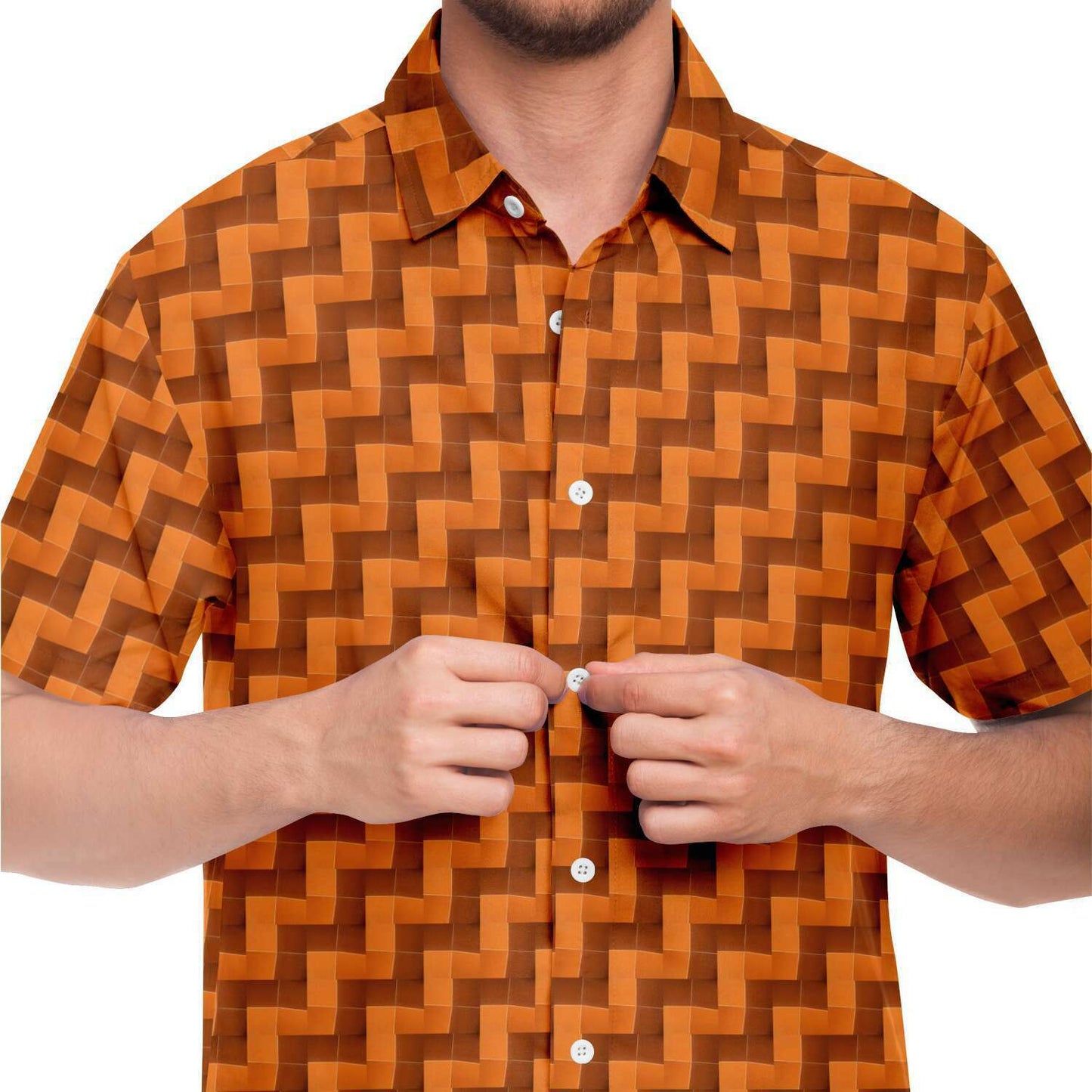 Short Sleeve Button Down Shirt (Burnt Orange Tiles)