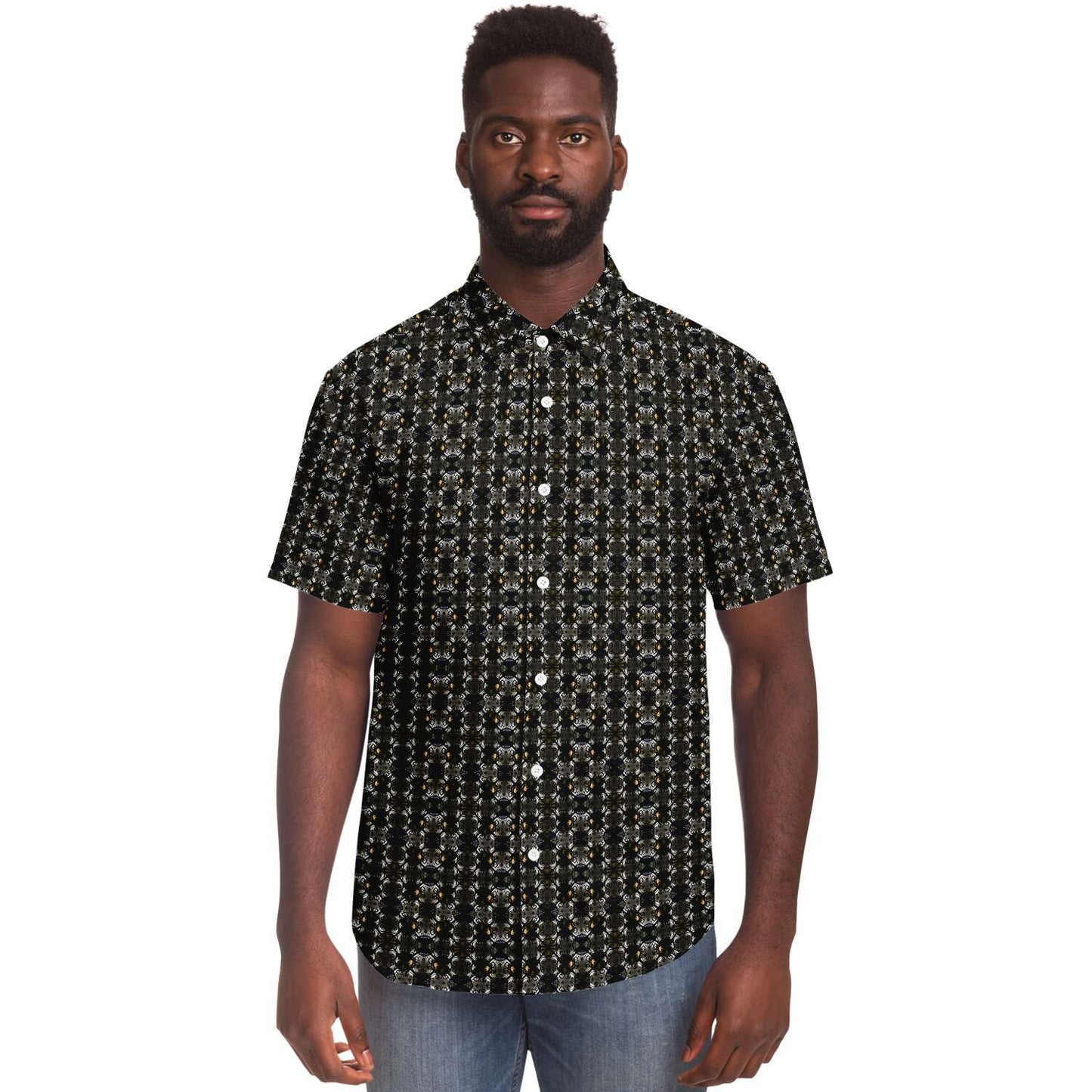 Short Sleeve Button Down Shirt (Jewel Cross)