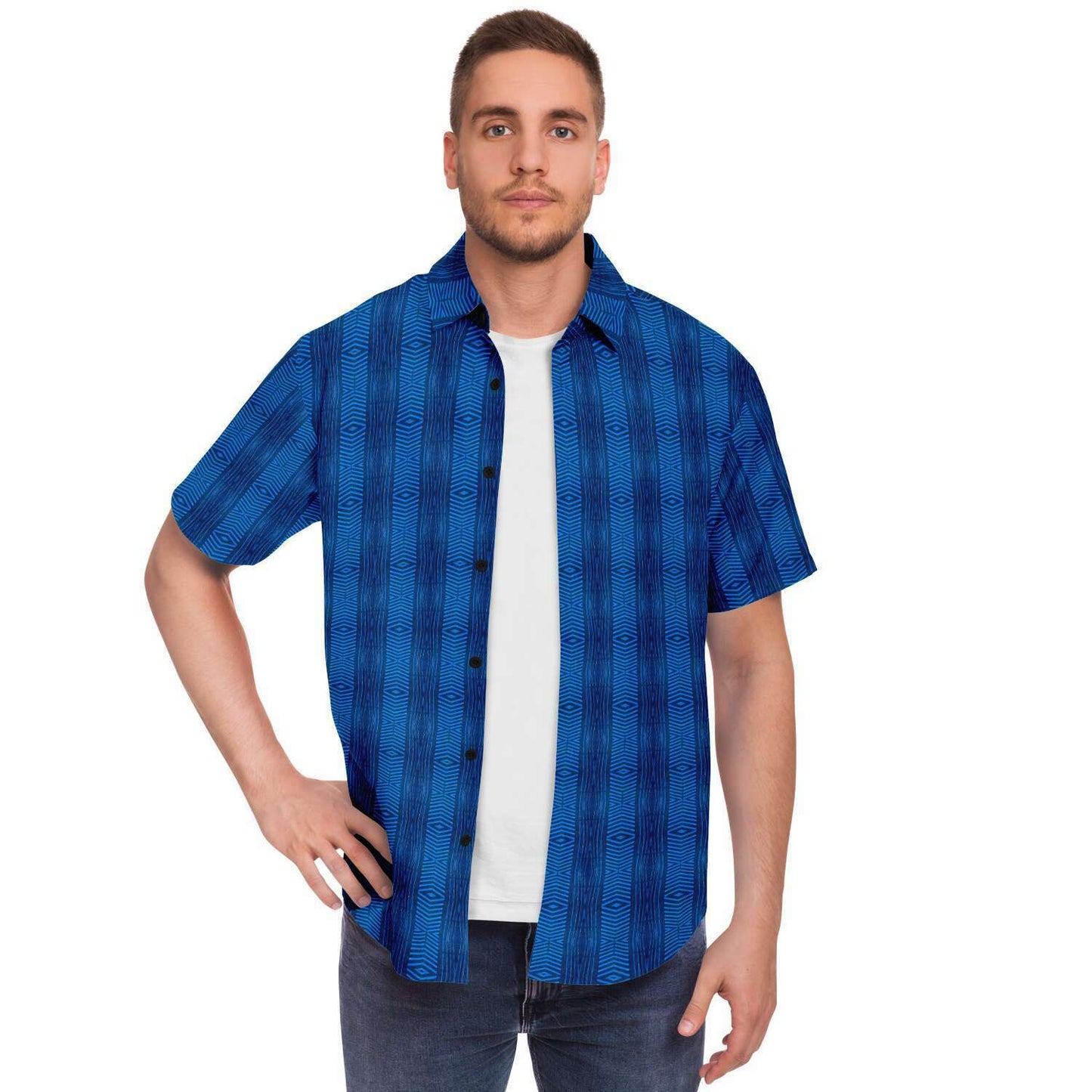 Short Sleeve Button Down Shirt (Royal Tiki)