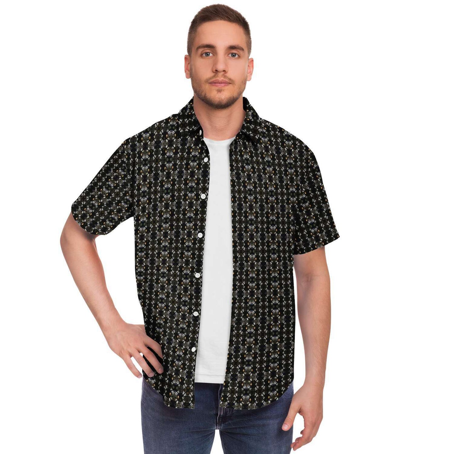 Short Sleeve Button Down Shirt (Jewel Cross)