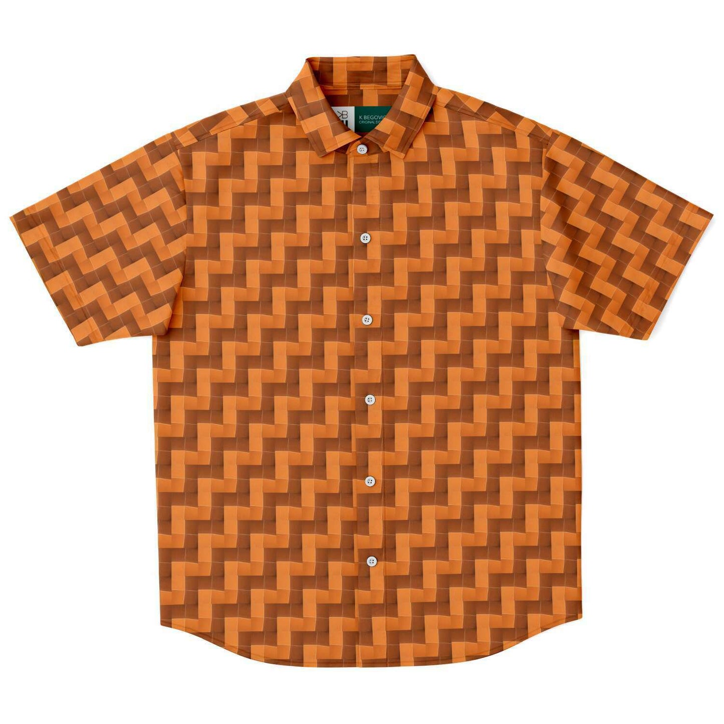 Short Sleeve Button Down Shirt (Burnt Orange Tiles)