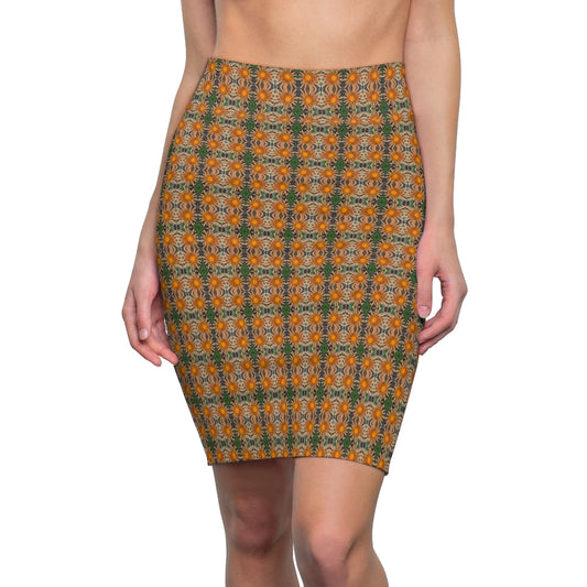 Women's Pencil Skirt (Floral Dots)