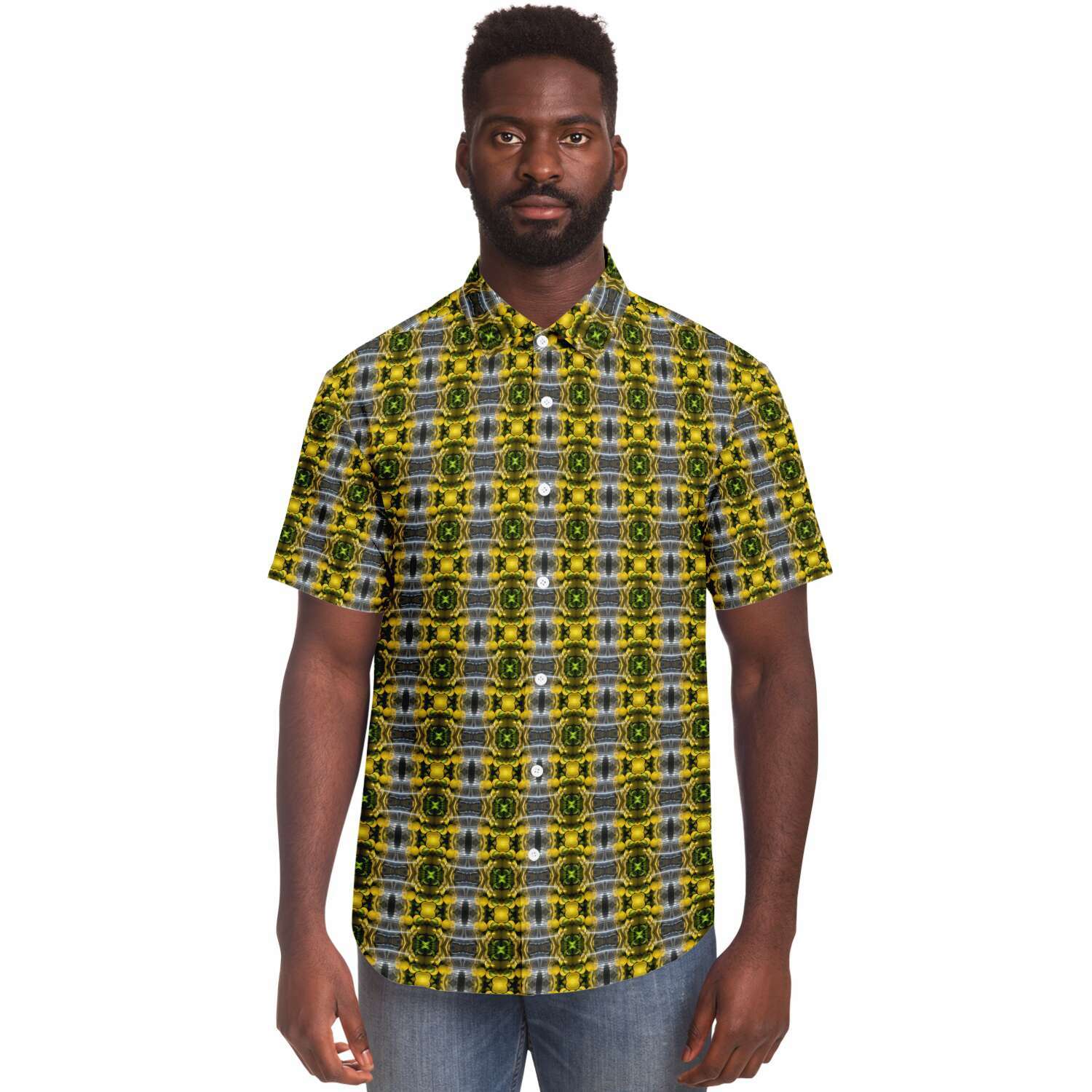 Short Sleeve Button Down Shirt (Lemon Snakes)