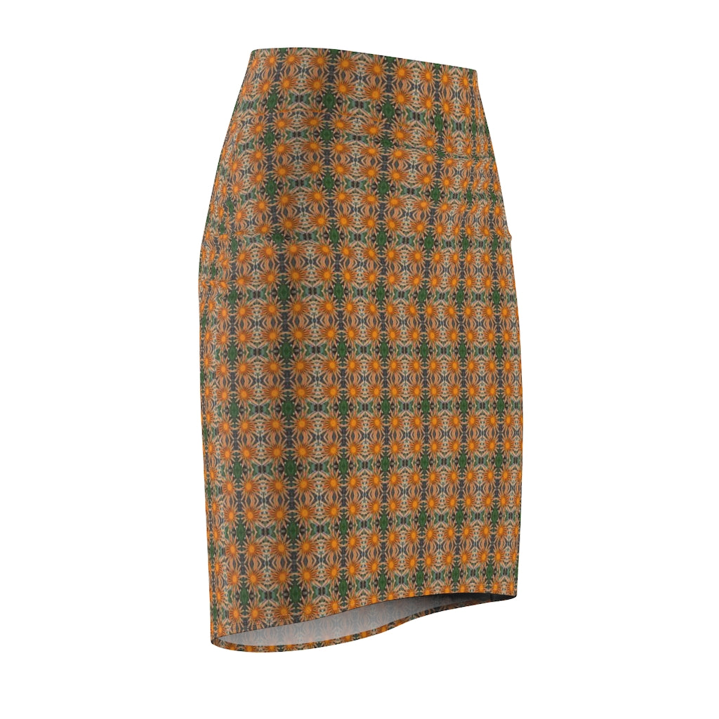 Women's Pencil Skirt (Floral Dots)