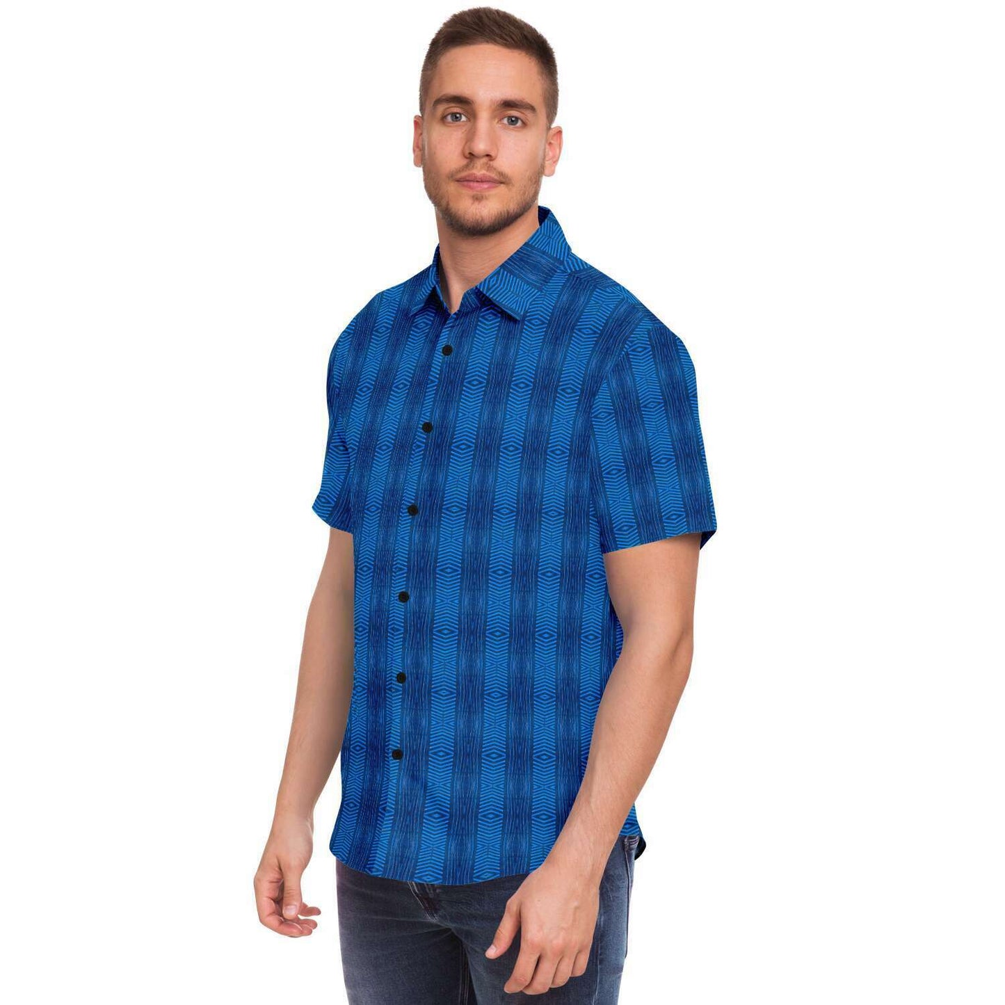 Short Sleeve Button Down Shirt (Royal Tiki)