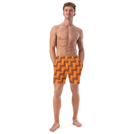Eco-friendly Swim Trunks (Burnt Orange Tiles)