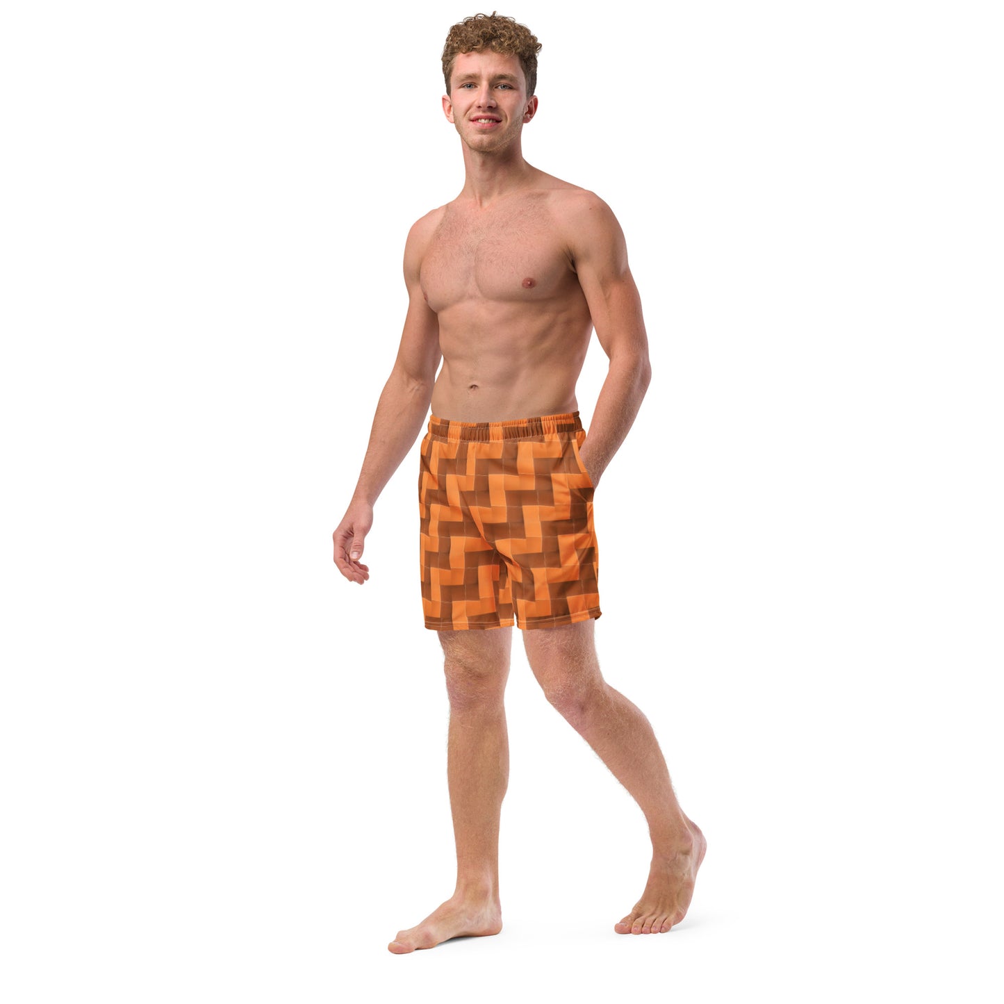 Eco-friendly Swim Trunks (Burnt Orange Tiles)