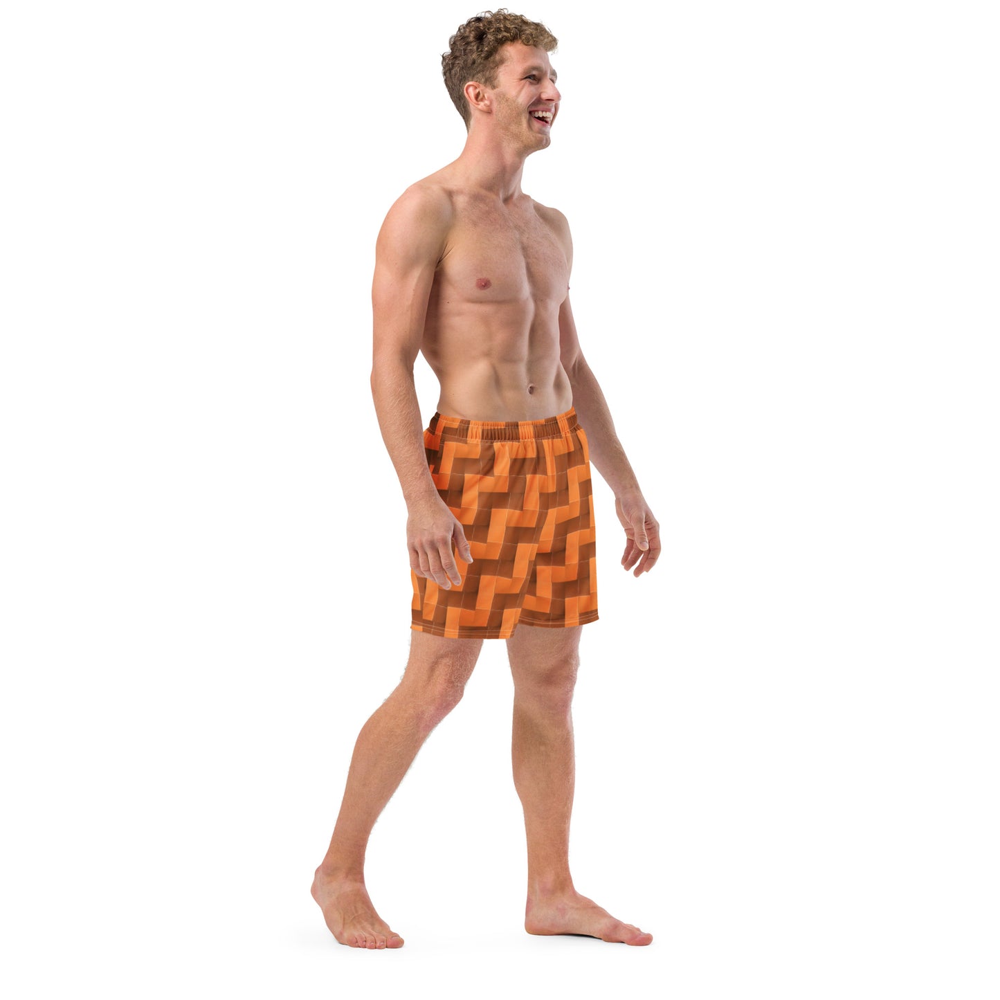 Eco-friendly Swim Trunks (Burnt Orange Tiles)